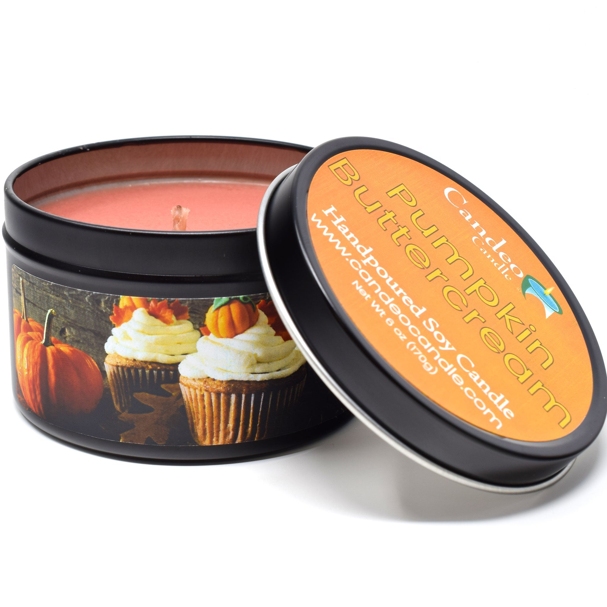 Pumpkin Buttercream, 6oz Soy Candle Tin - Candeo Candle