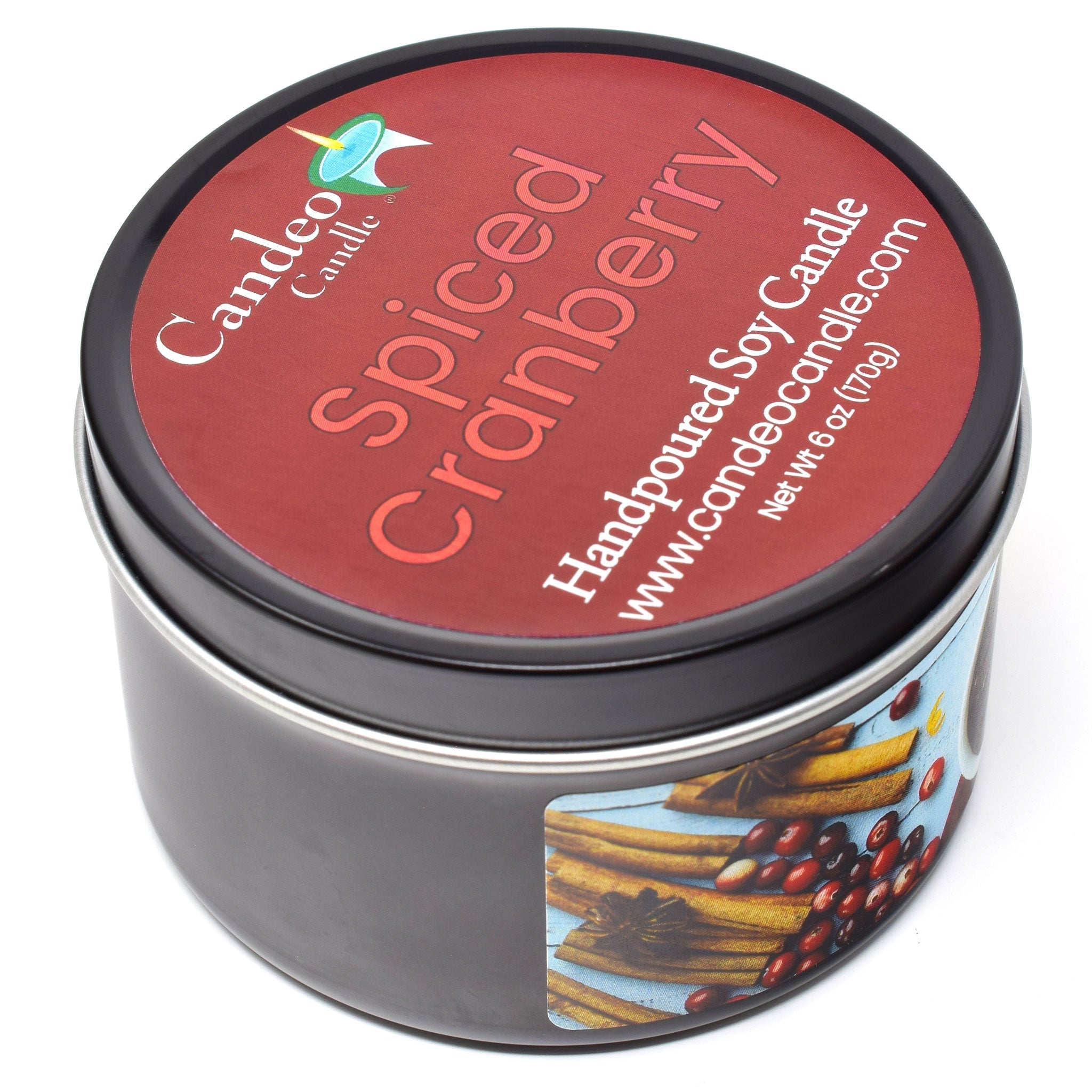 Spiced Cranberry, 6oz Soy Candle Tin - Candeo Candle