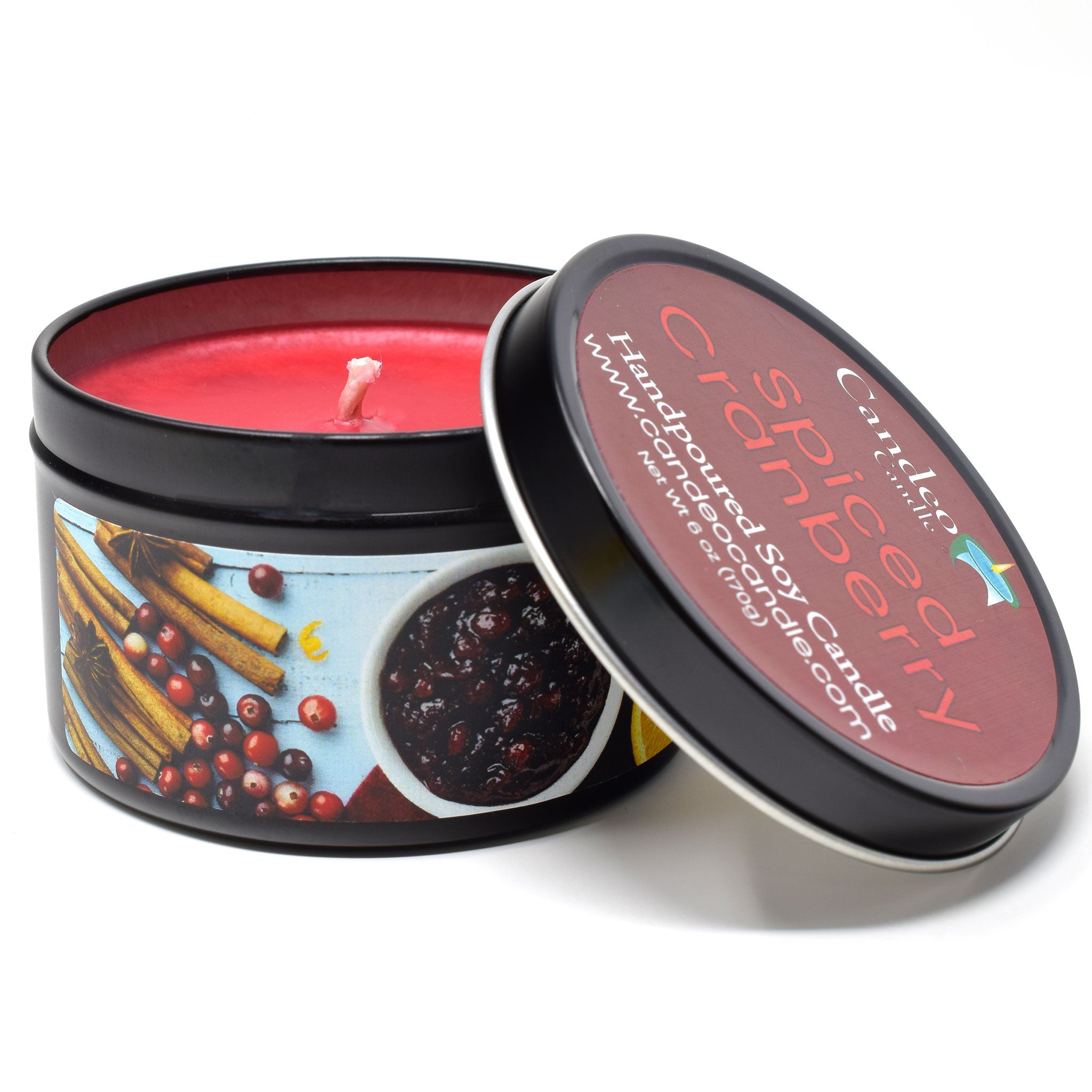 Spiced Cranberry, 6oz Soy Candle Tin - Candeo Candle