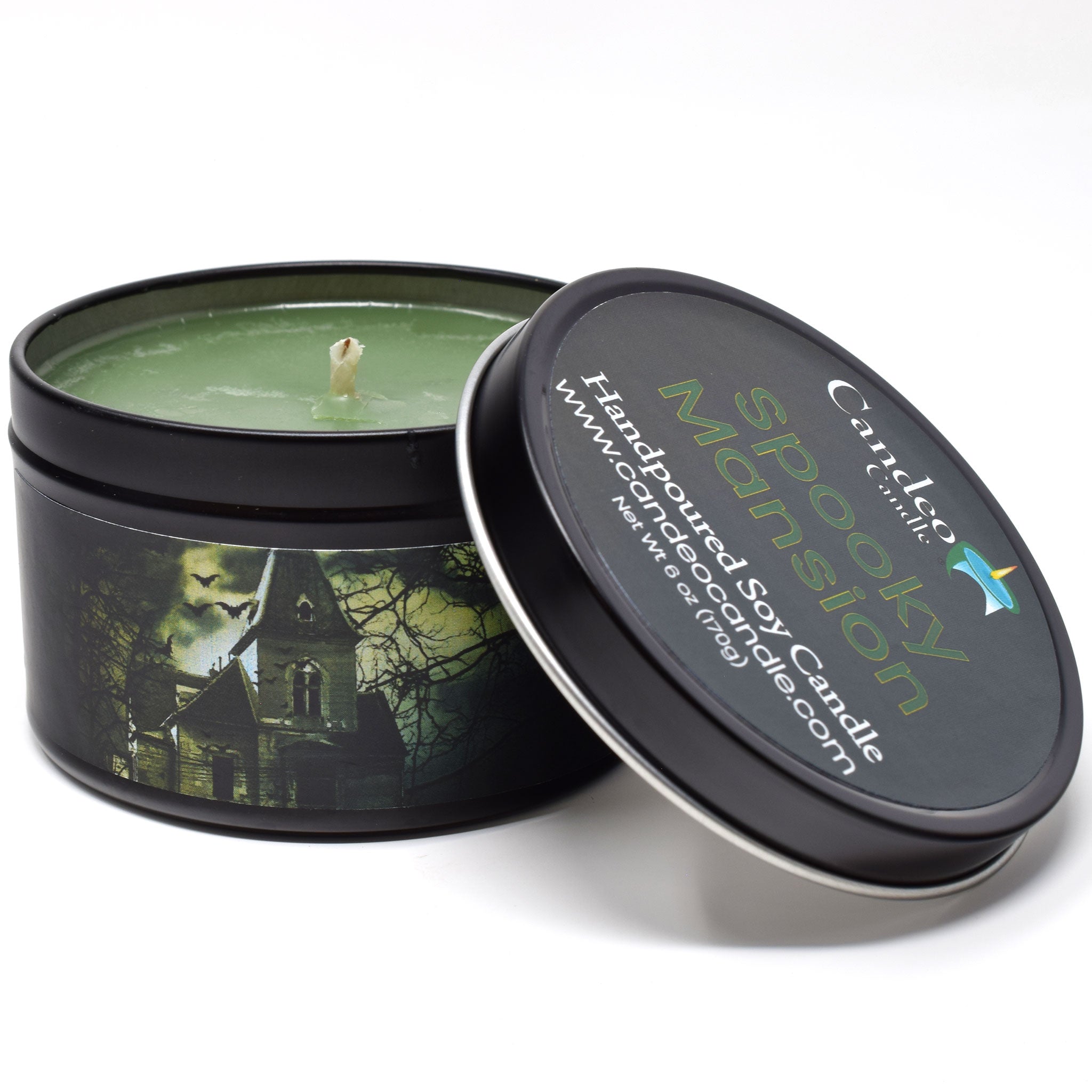 Spooky Mansion, 6oz Soy Candle Tin - Candeo Candle