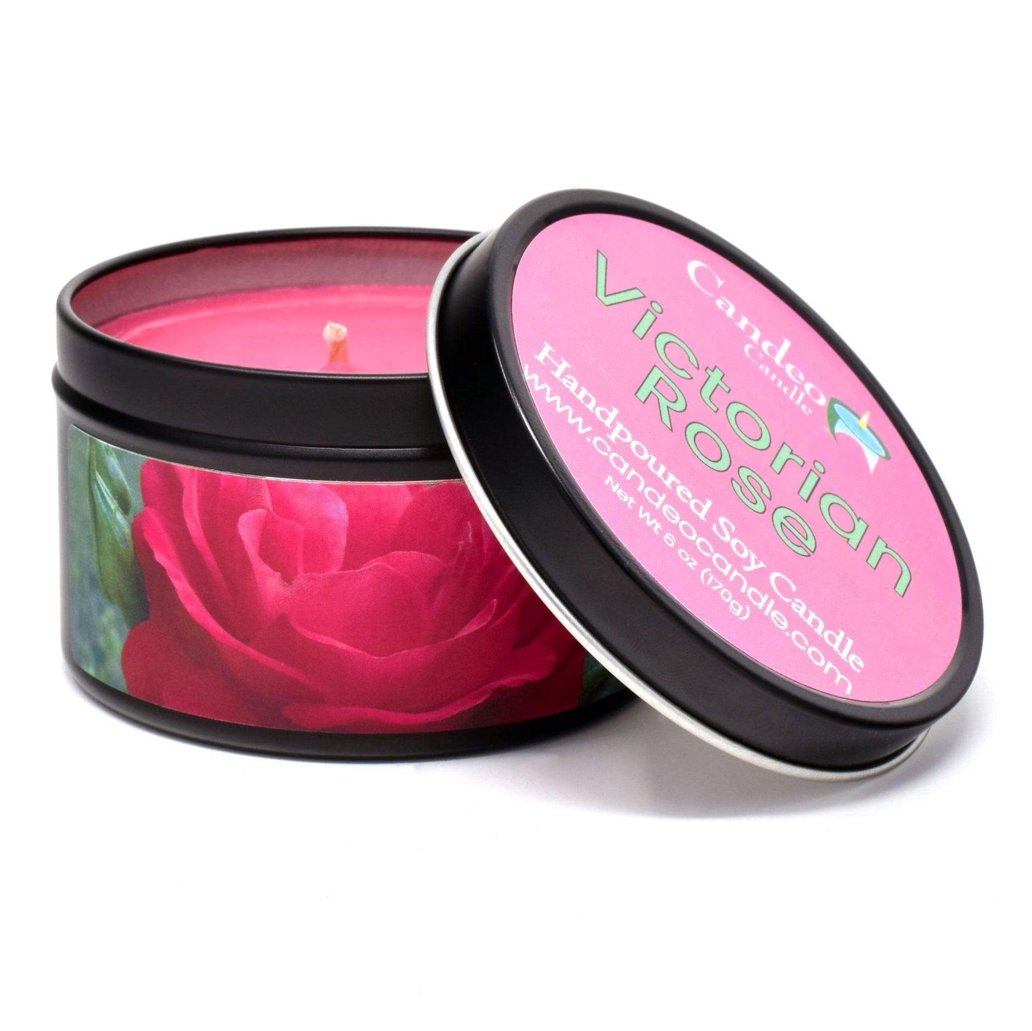 Victorian Rose, 6oz Soy Candle Tin - Candeo Candle