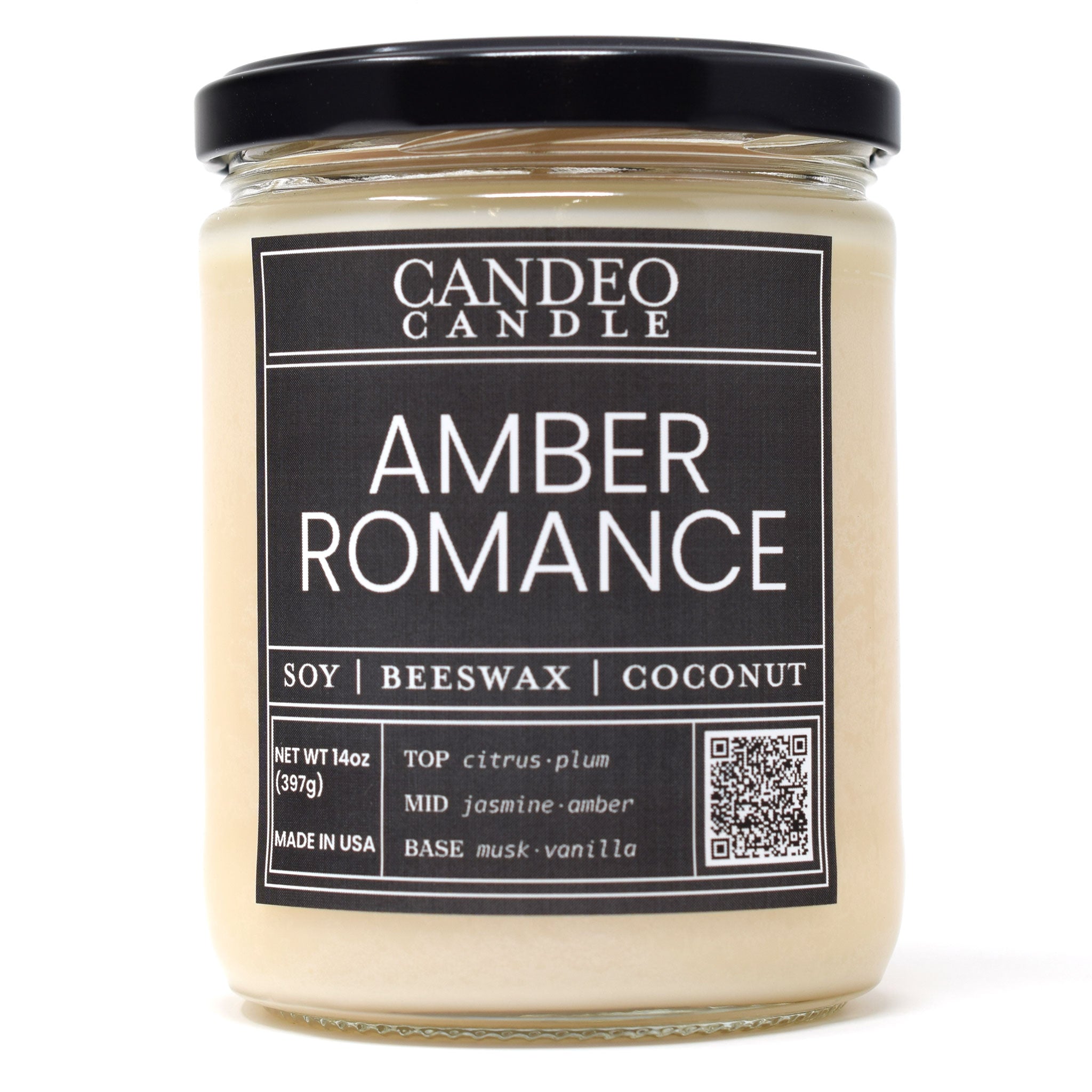 Amber Romance, Scented Candle, 14oz Soy Candle Jar