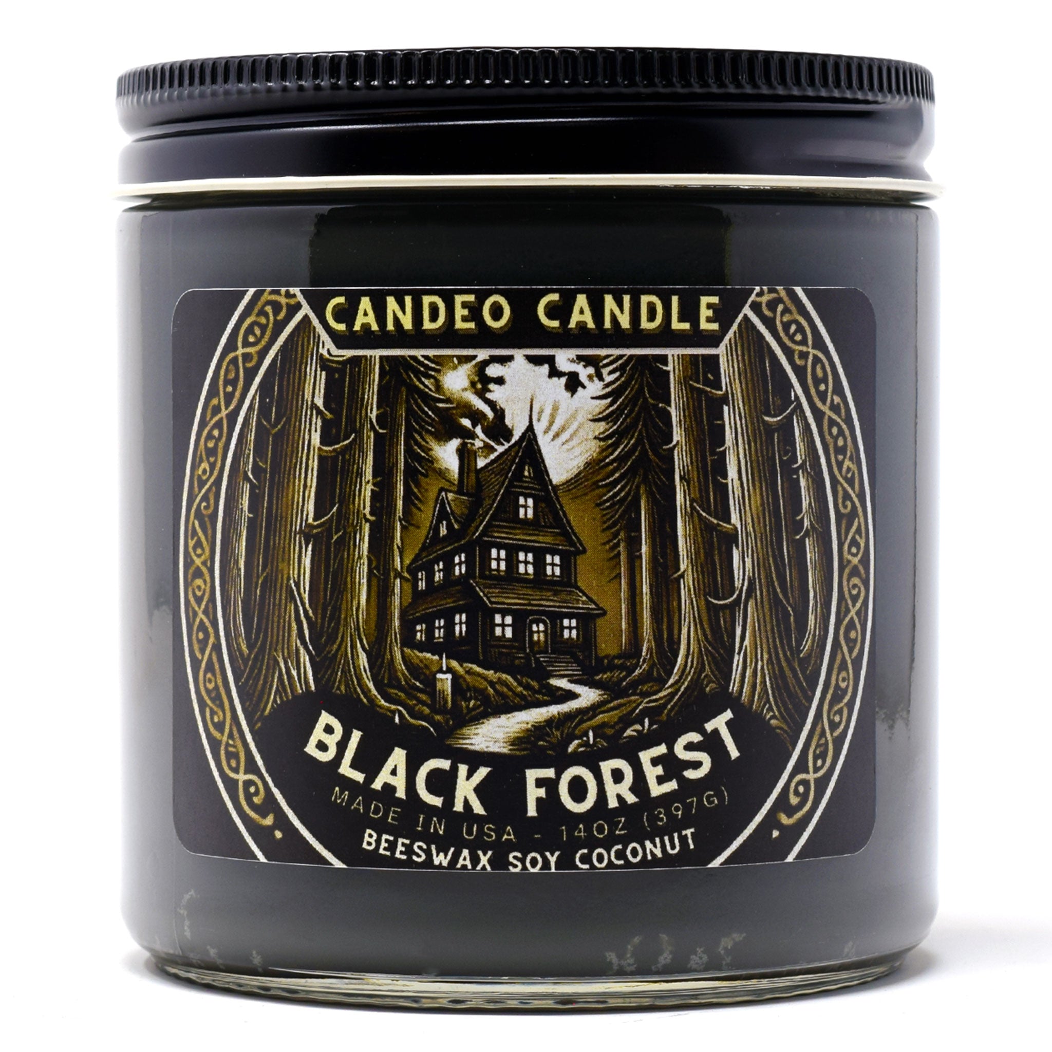Black Forest, 14oz Soy Candle Jar, Made with Soy Beeswax and Coconut, Halloween