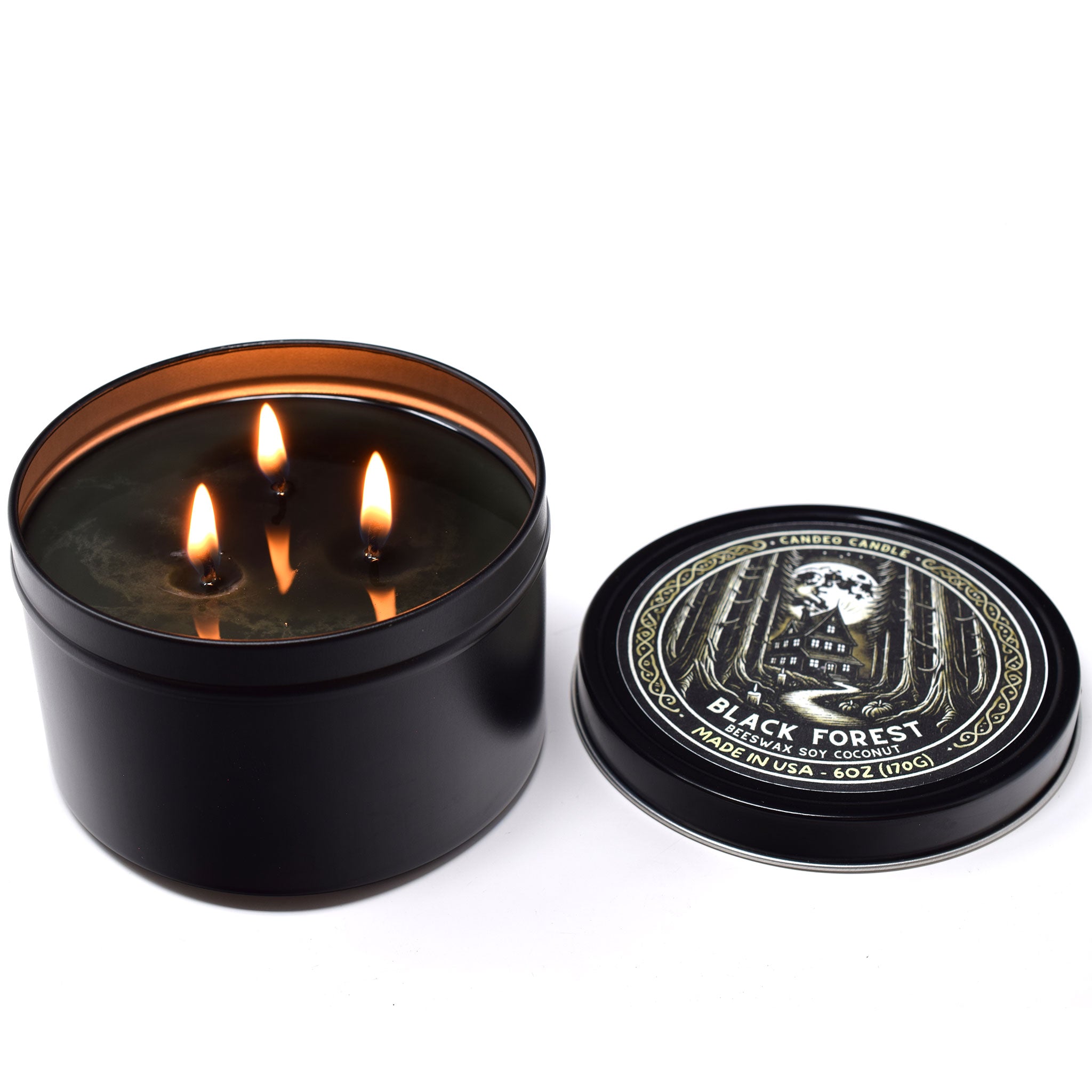 Black Forest, 12oz Triple Wick Soy Candle Tin, Made with Soy Beeswax and Coconut, Halloween
