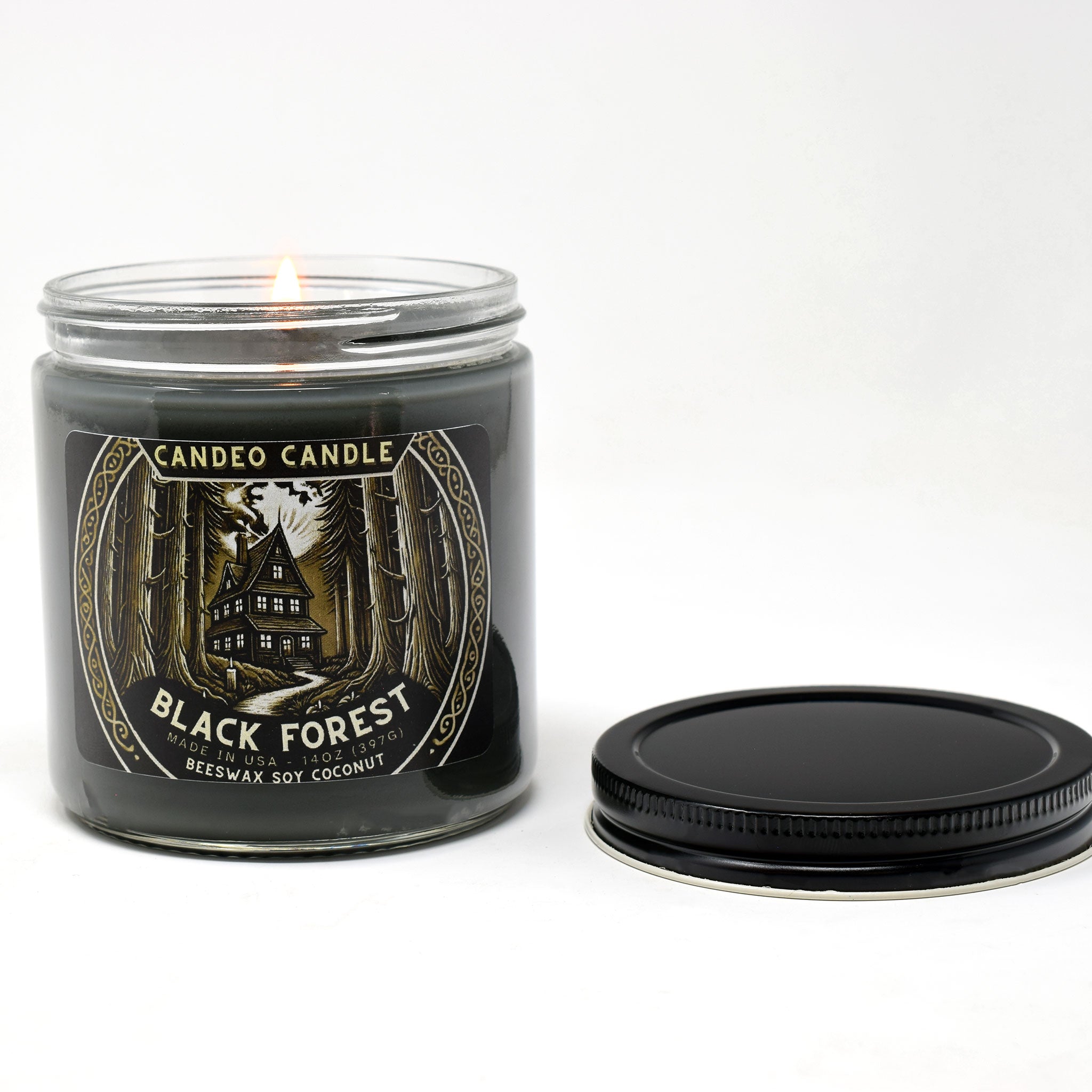 Black Forest, 14oz Soy Candle Jar, Made with Soy Beeswax and Coconut, Halloween