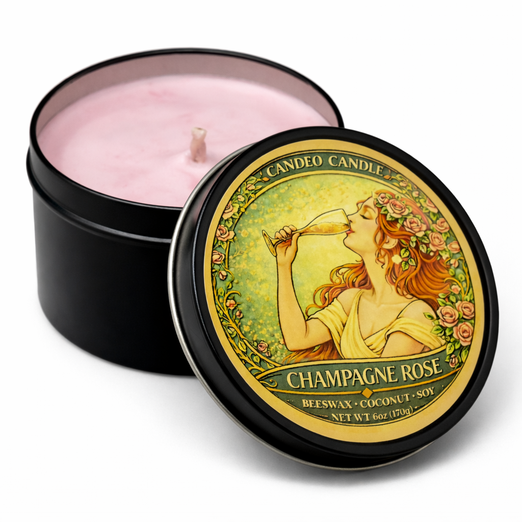 Champagne Rose, 6oz Soy Candle Tin