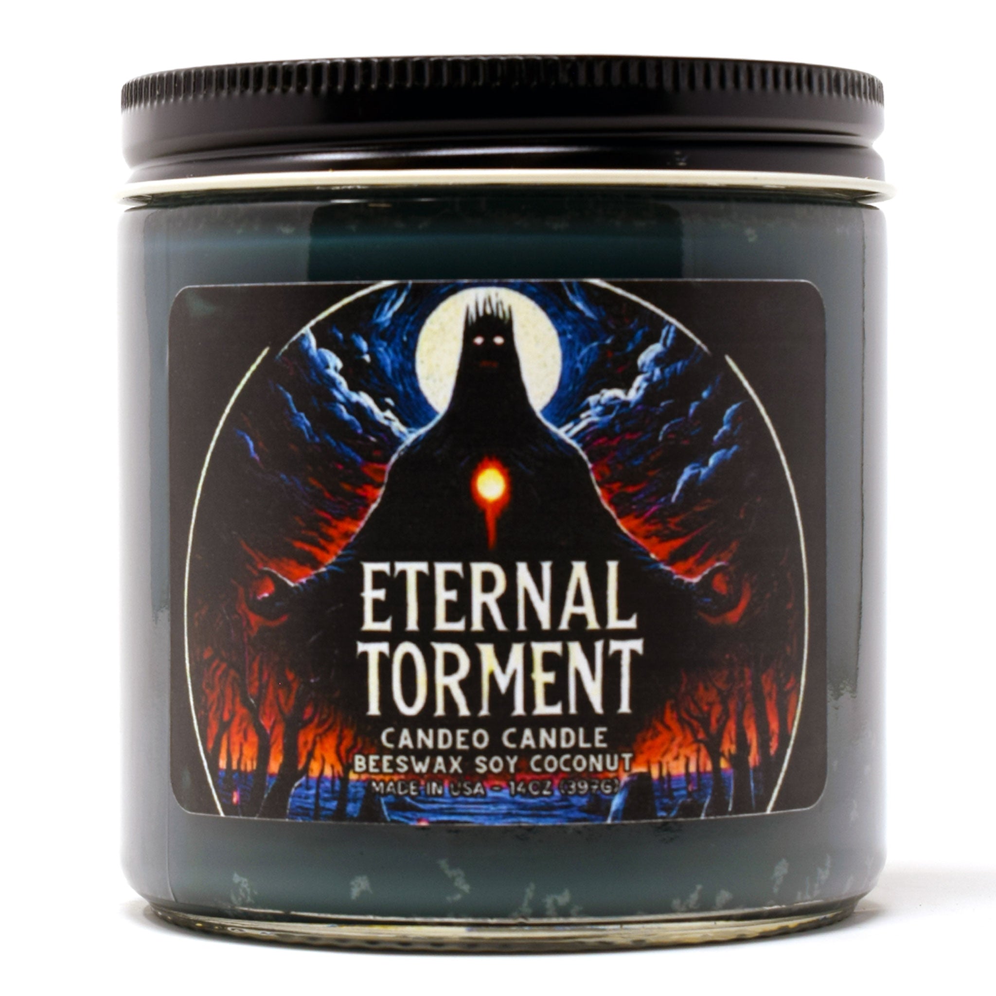 Eternal Torment, 14oz Soy Candle Jar, Made with Soy Beeswax and Coconut, Halloween