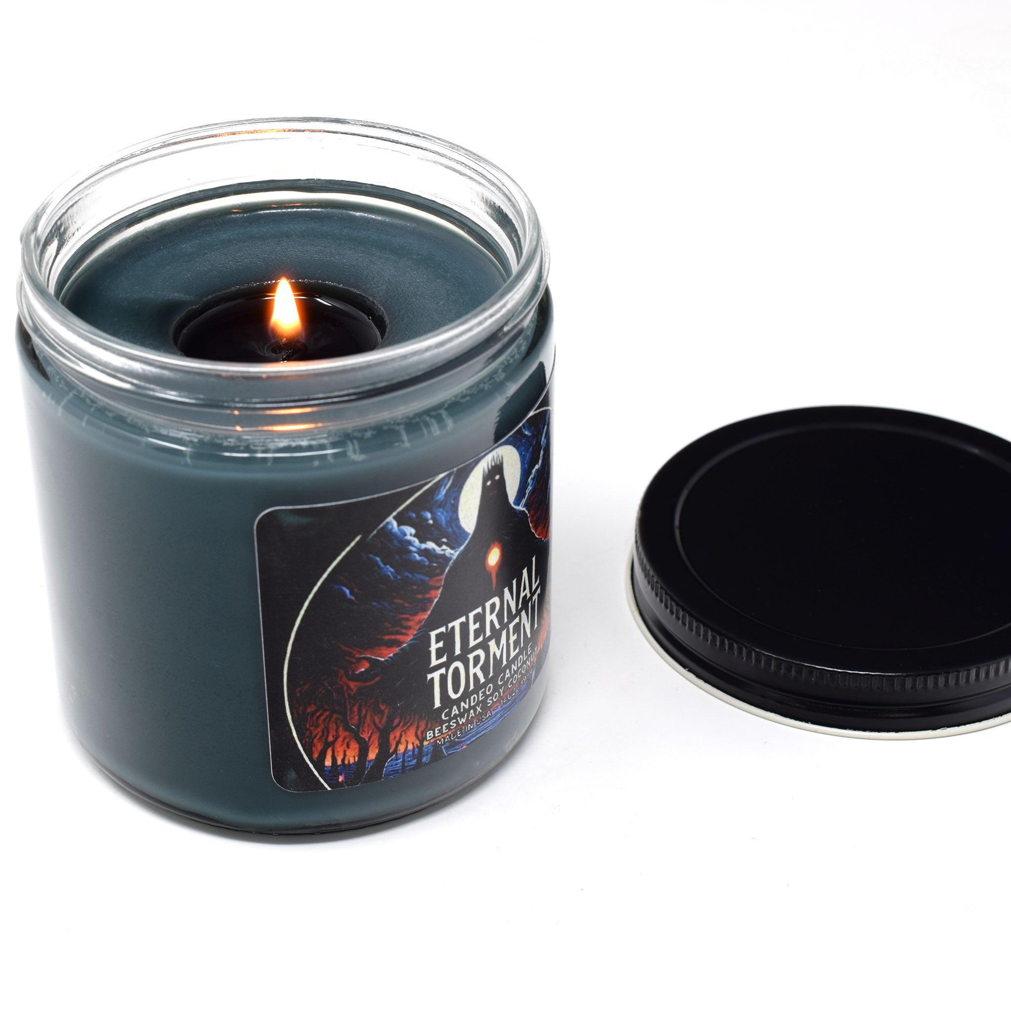 Eternal Torment, 14oz Soy Candle Jar, Made with Soy Beeswax and Coconut, Halloween