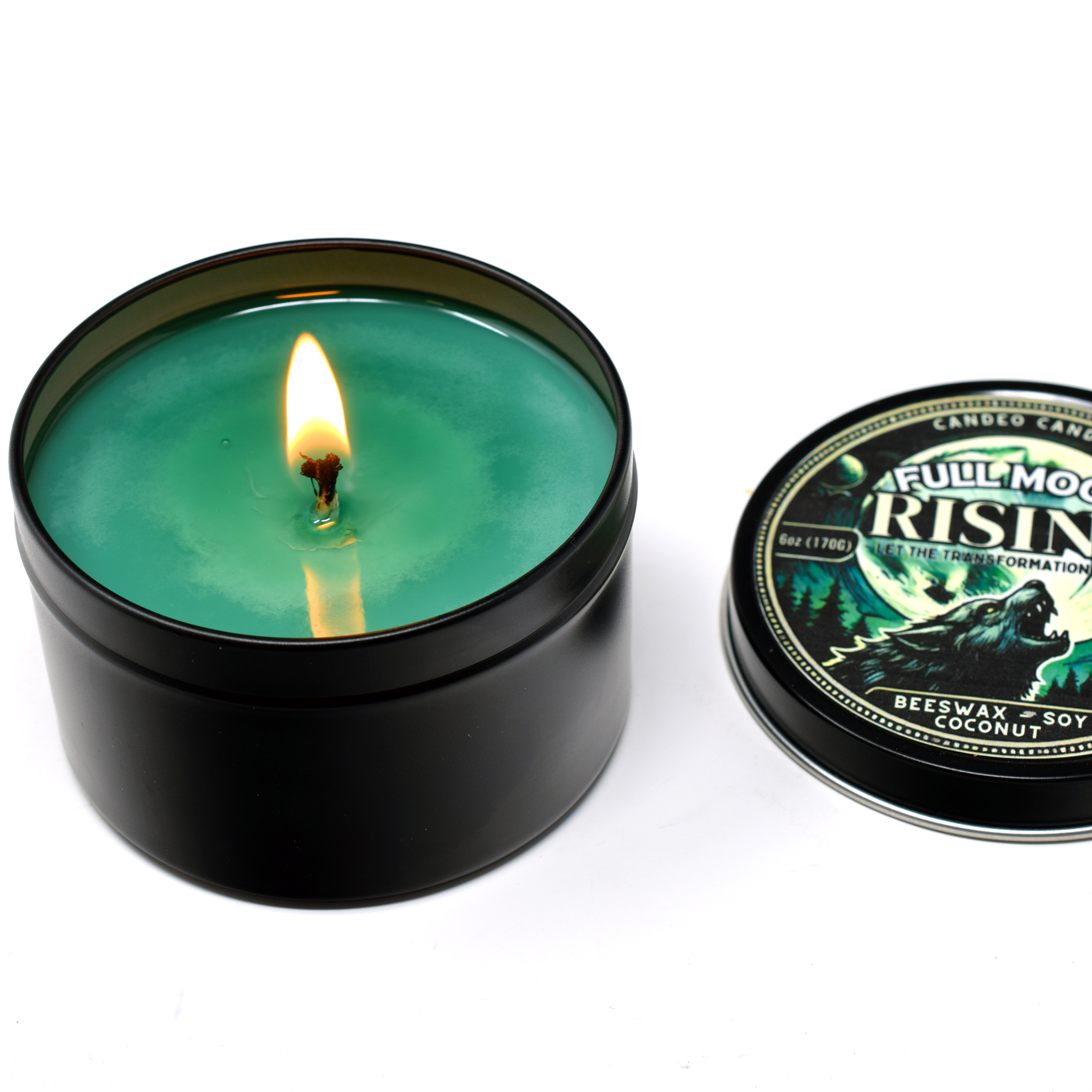 Full Moon Rising, 6oz Soy Candle Tin, Made with Soy Beeswax and Coconut, Halloween