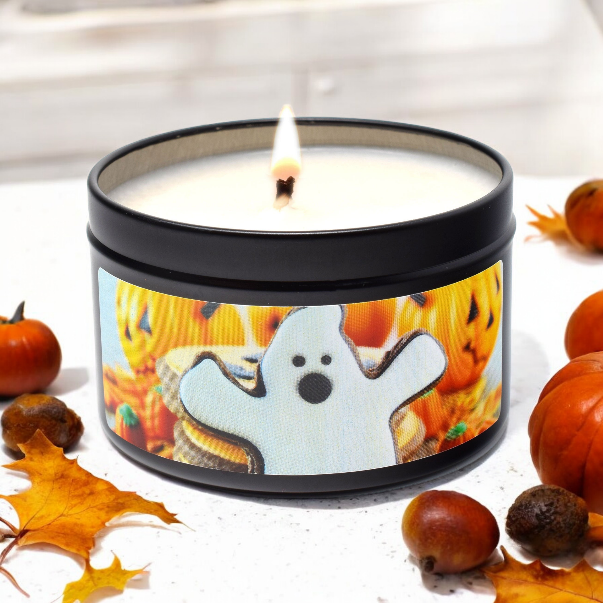 Ghostly Caramel Crunch, 6oz Soy Candle Tin