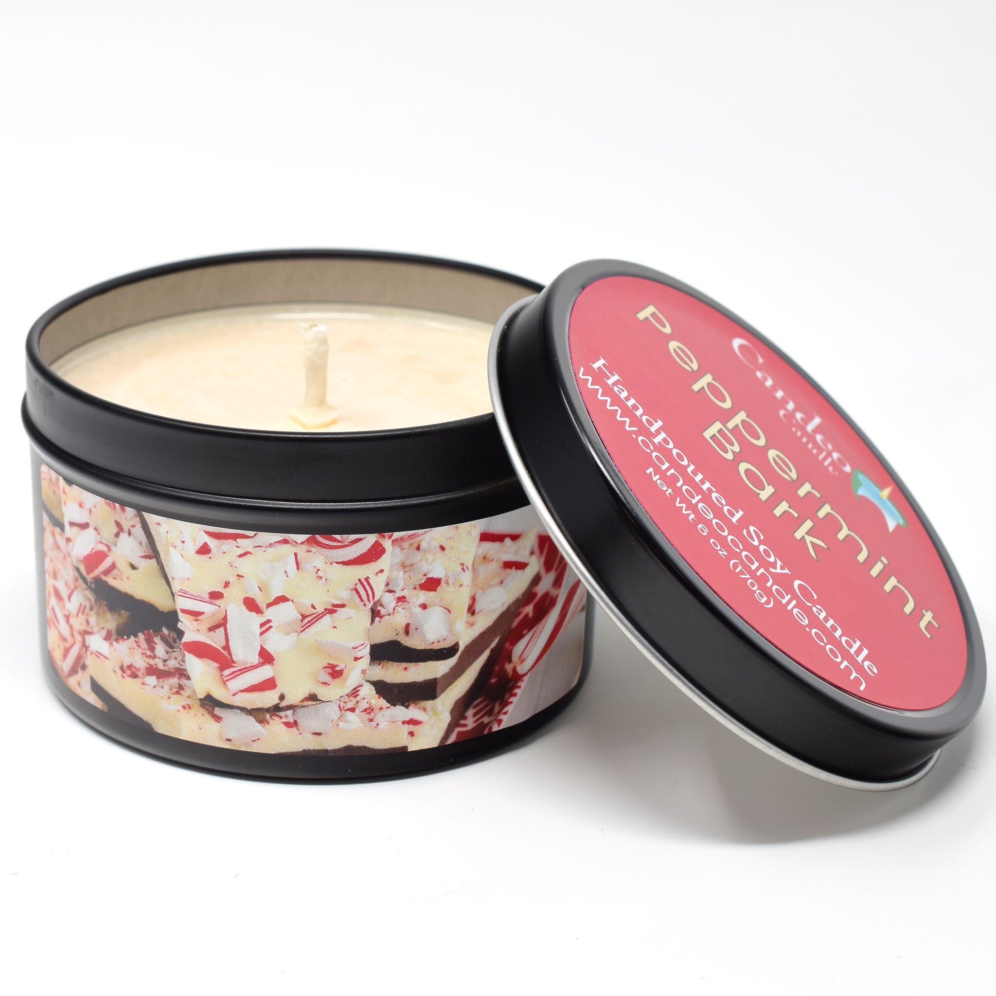 Peppermint Bark, 6oz Soy Candle Tin