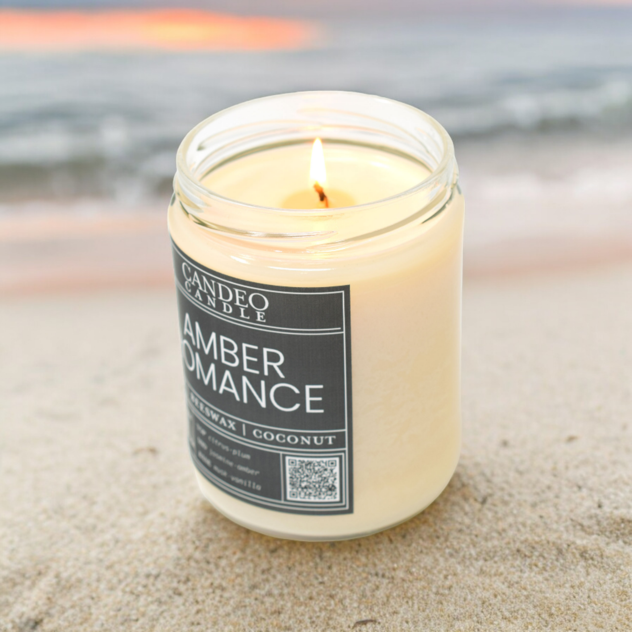 Amber Romance, Scented Candle, 14oz Soy Candle Jar