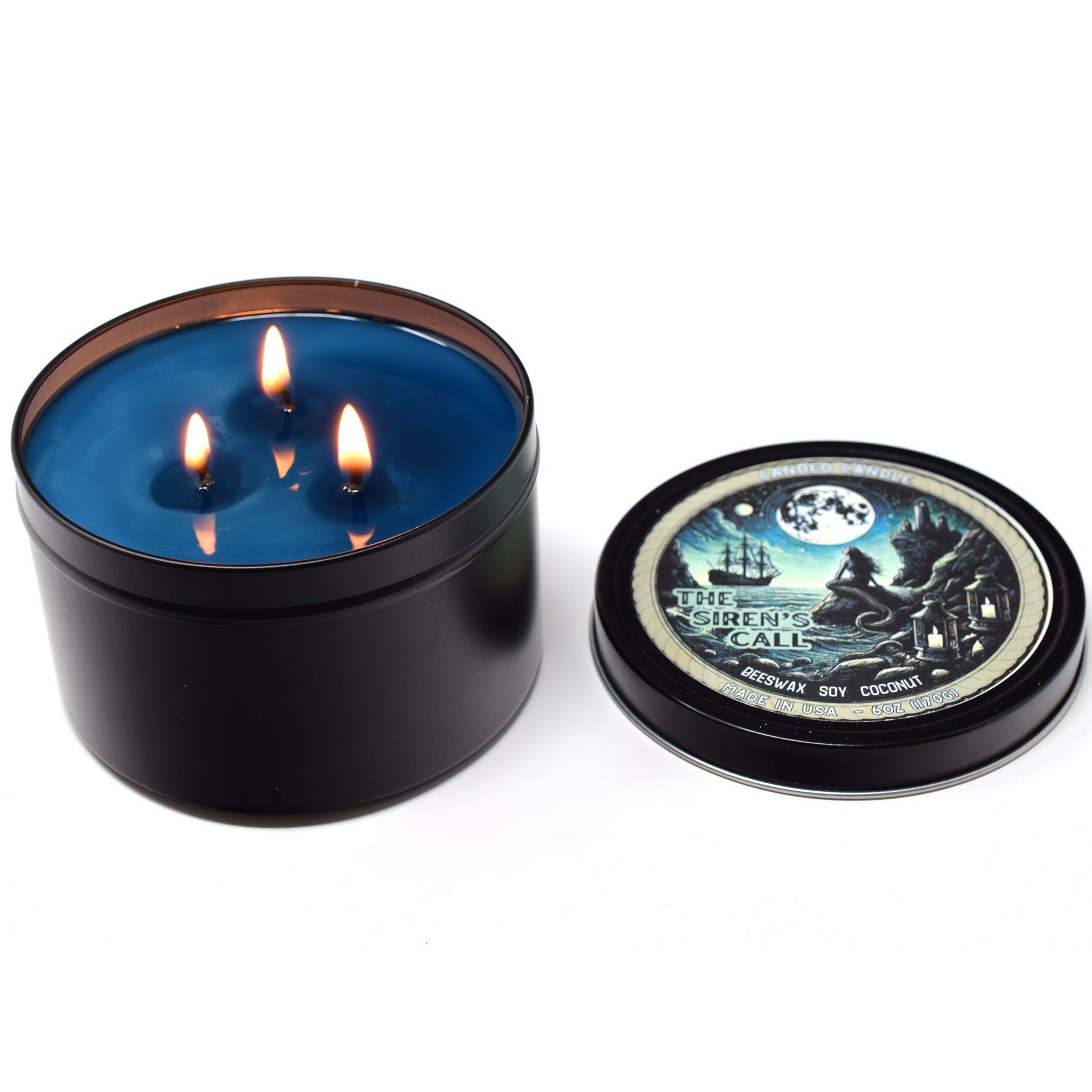 Siren's Call, 12oz Triple Wick Soy Candle Tin, Made with Soy Beeswax and Coconut, Halloween