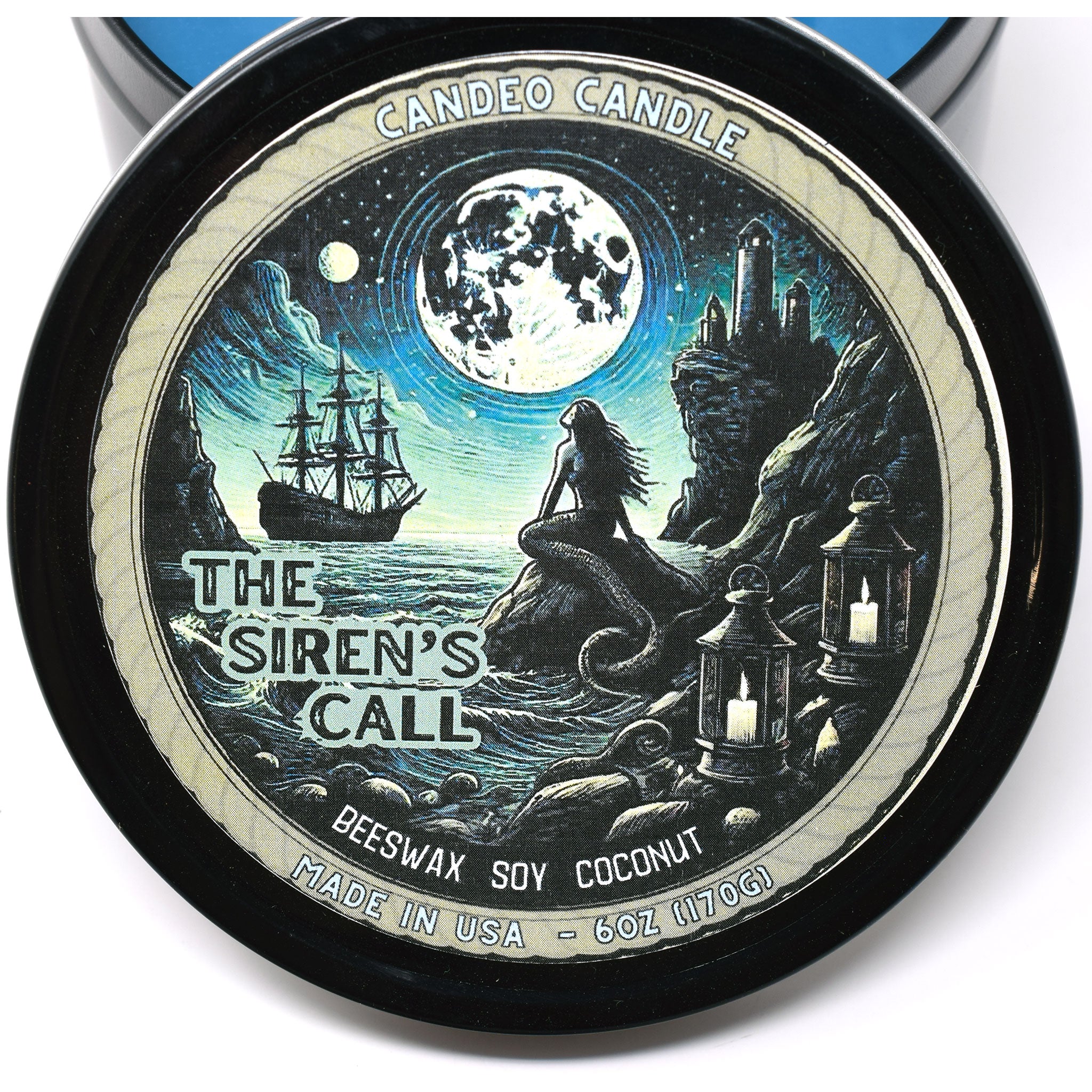 Siren's Call, 12oz Triple Wick Soy Candle Tin, Made with Soy Beeswax and Coconut, Halloween
