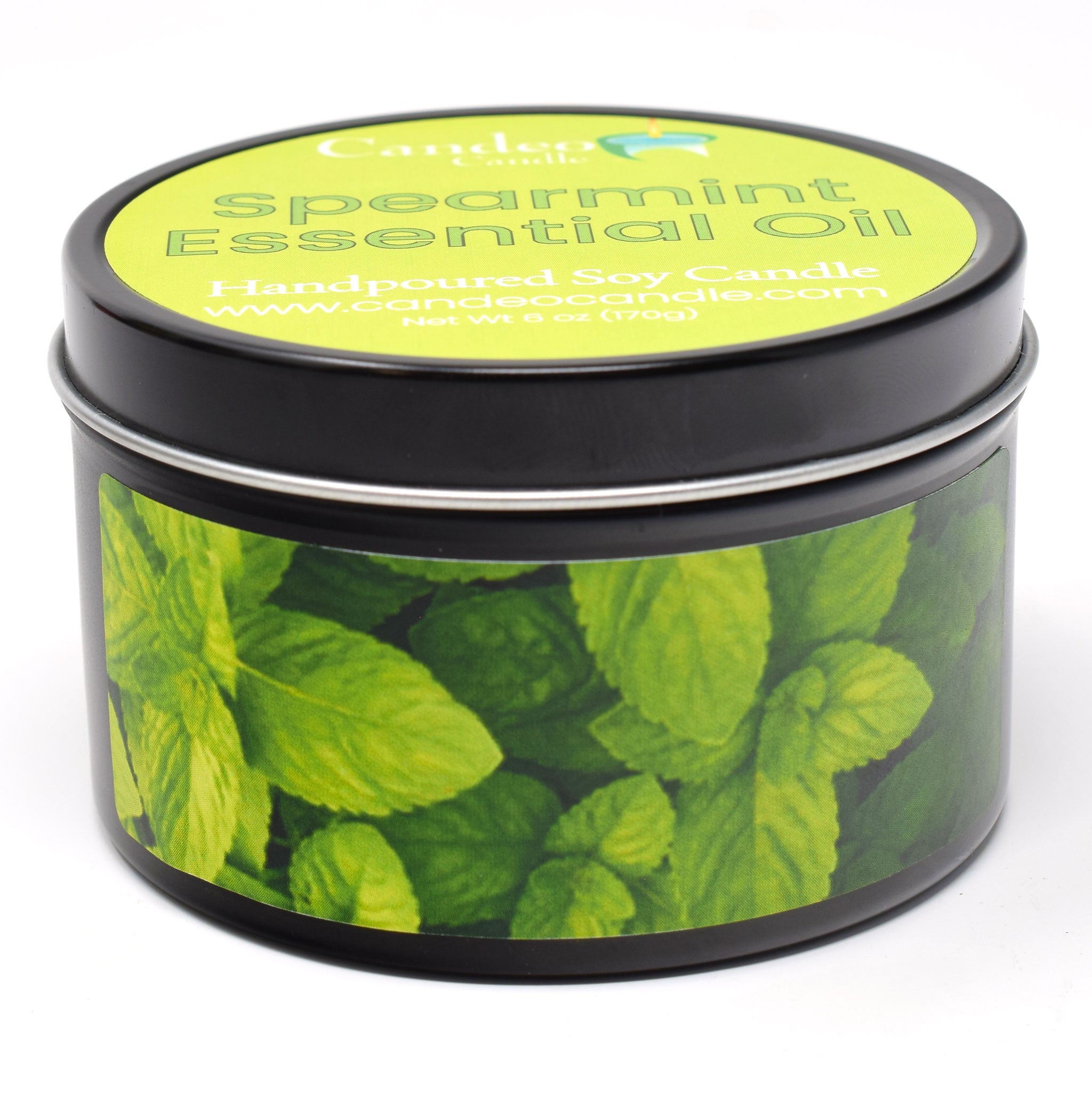 Spearmint Essential Oil, 6oz Soy Candle Tin