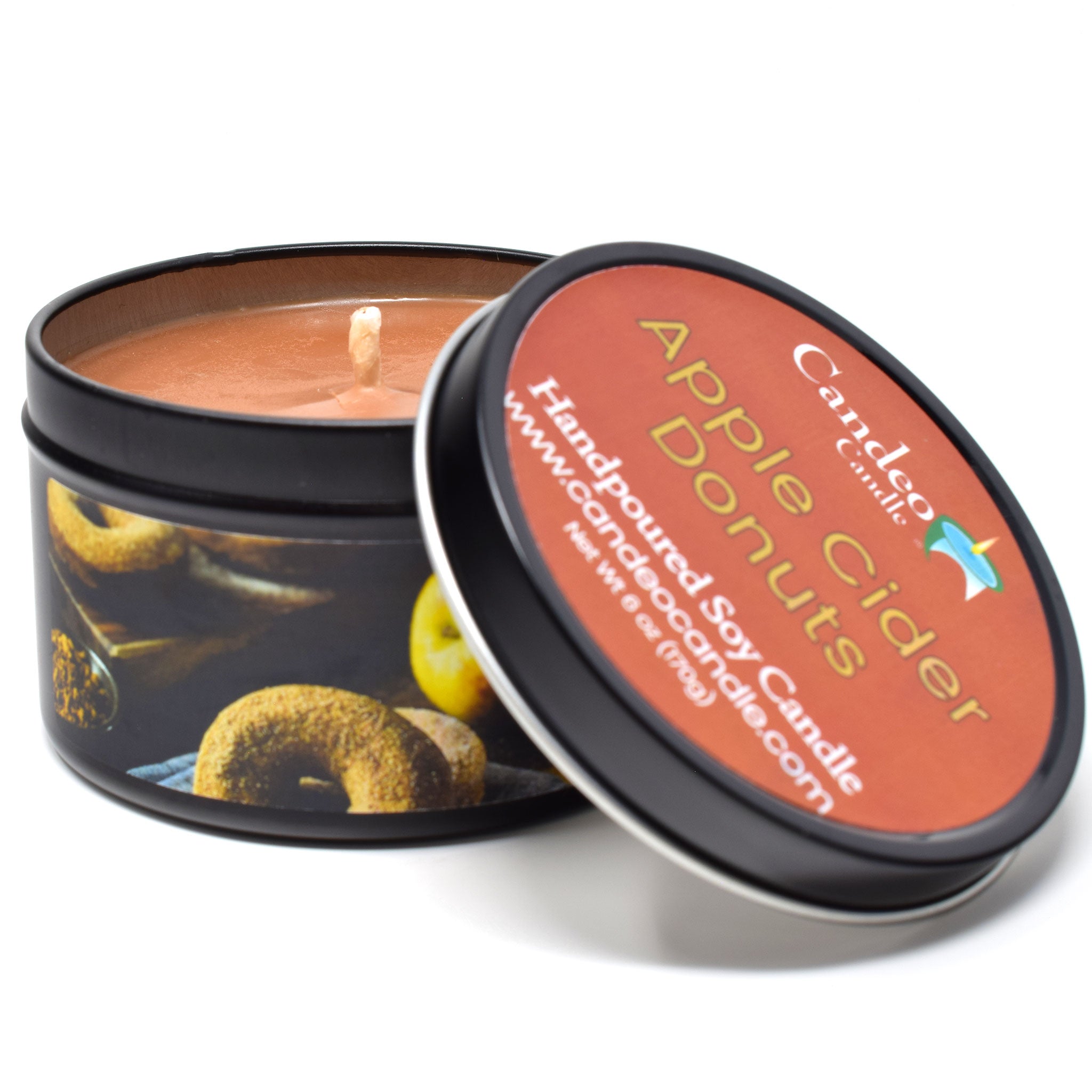 Apple Cider Donuts, 6oz Soy Candle Tin - Candeo Candle