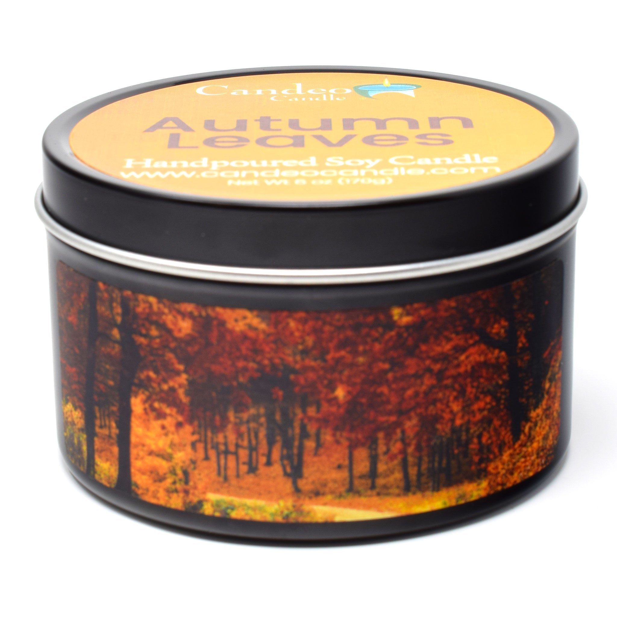 Autumn Leaves, 6oz Soy Candle Tin - Candeo Candle