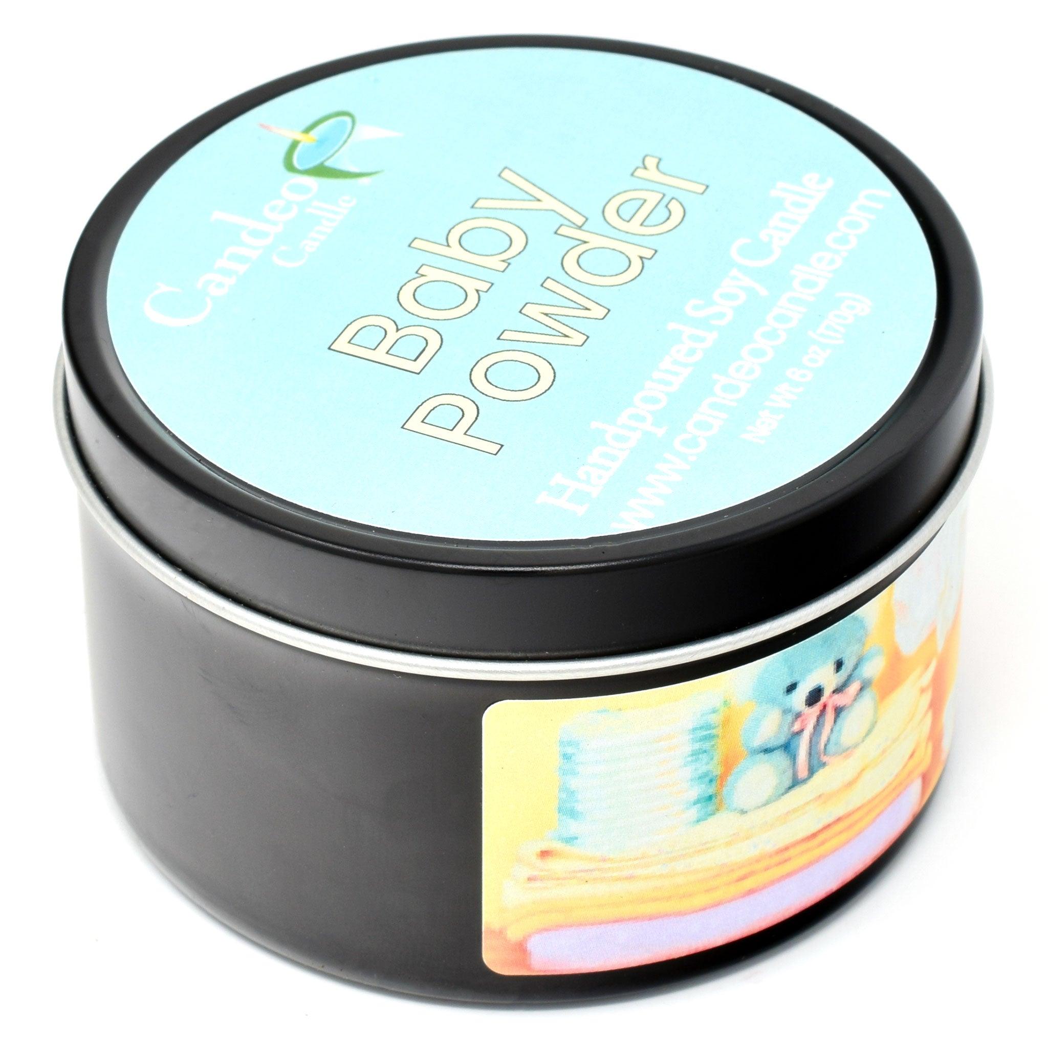Baby Powder, 6oz Soy Candle Tin - Candeo Candle