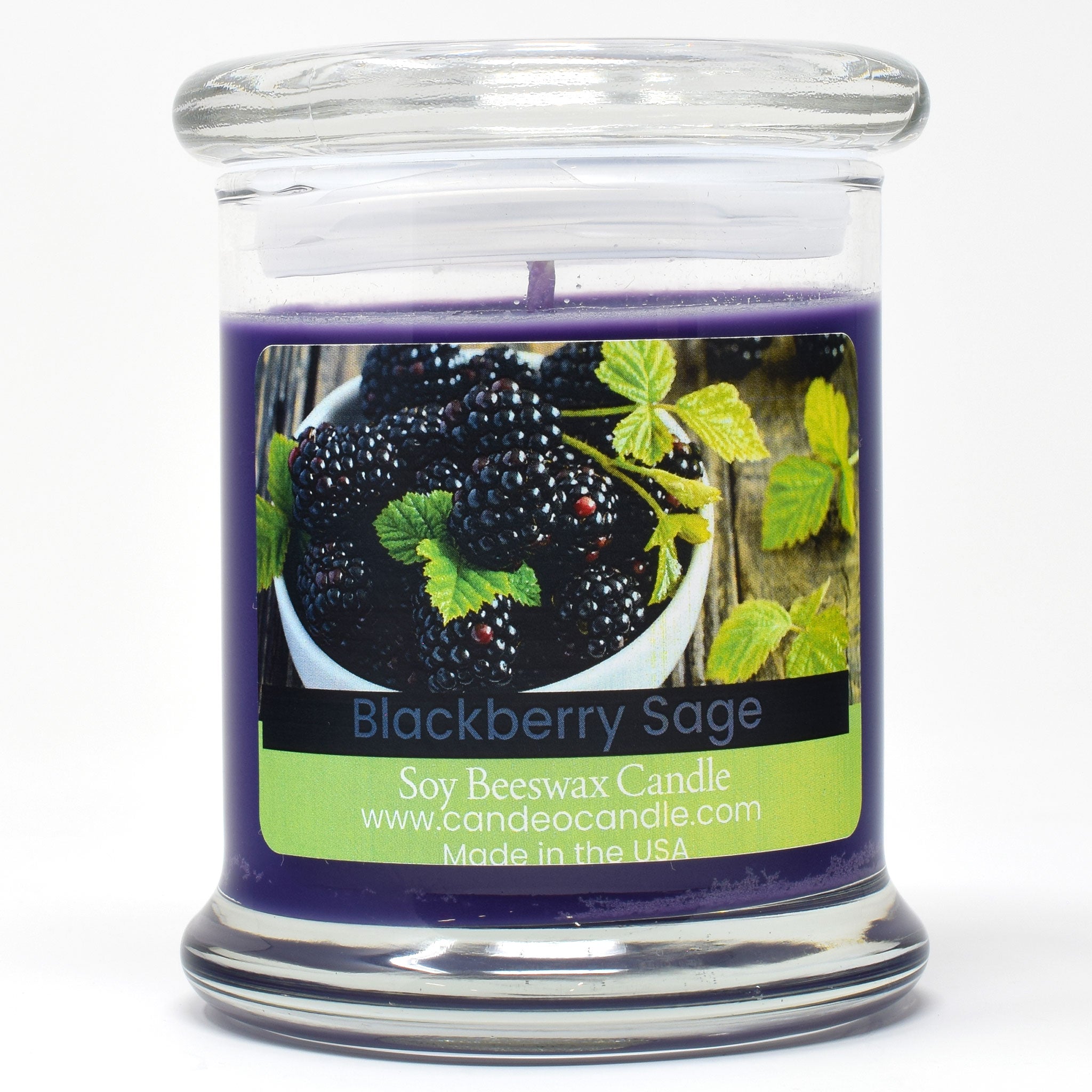 Blackberry Sage, 9oz Soy Candle Jar - Candeo Candle