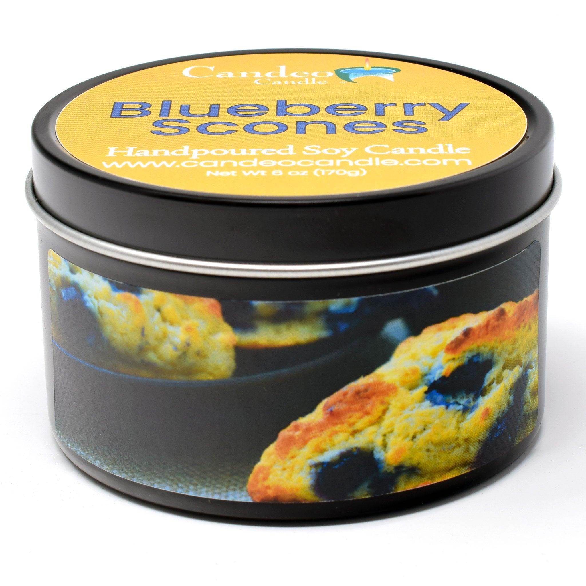 Blueberry Scones, 6oz Soy Candle Tin - Candeo Candle