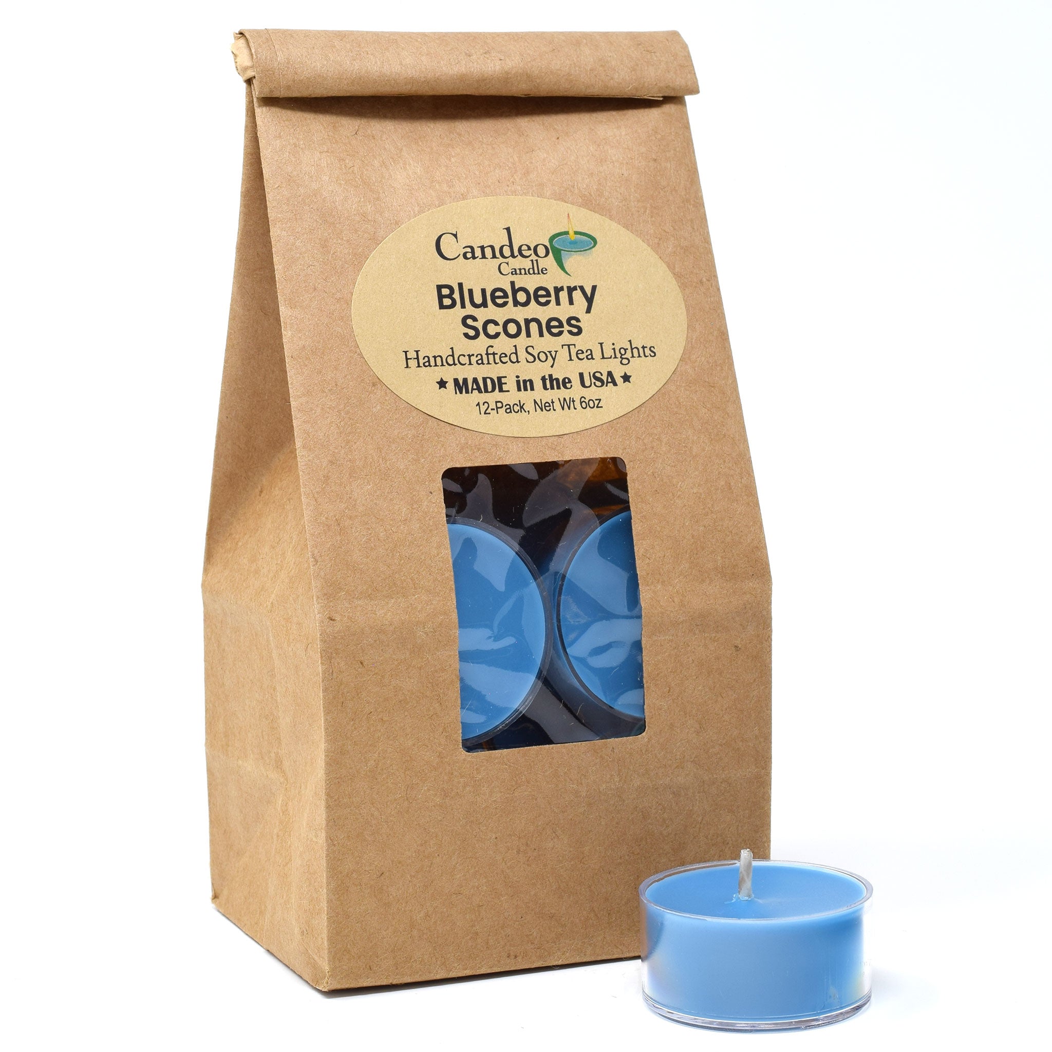 Blueberry Scones, Soy Tea Light 12-Pack - Candeo Candle