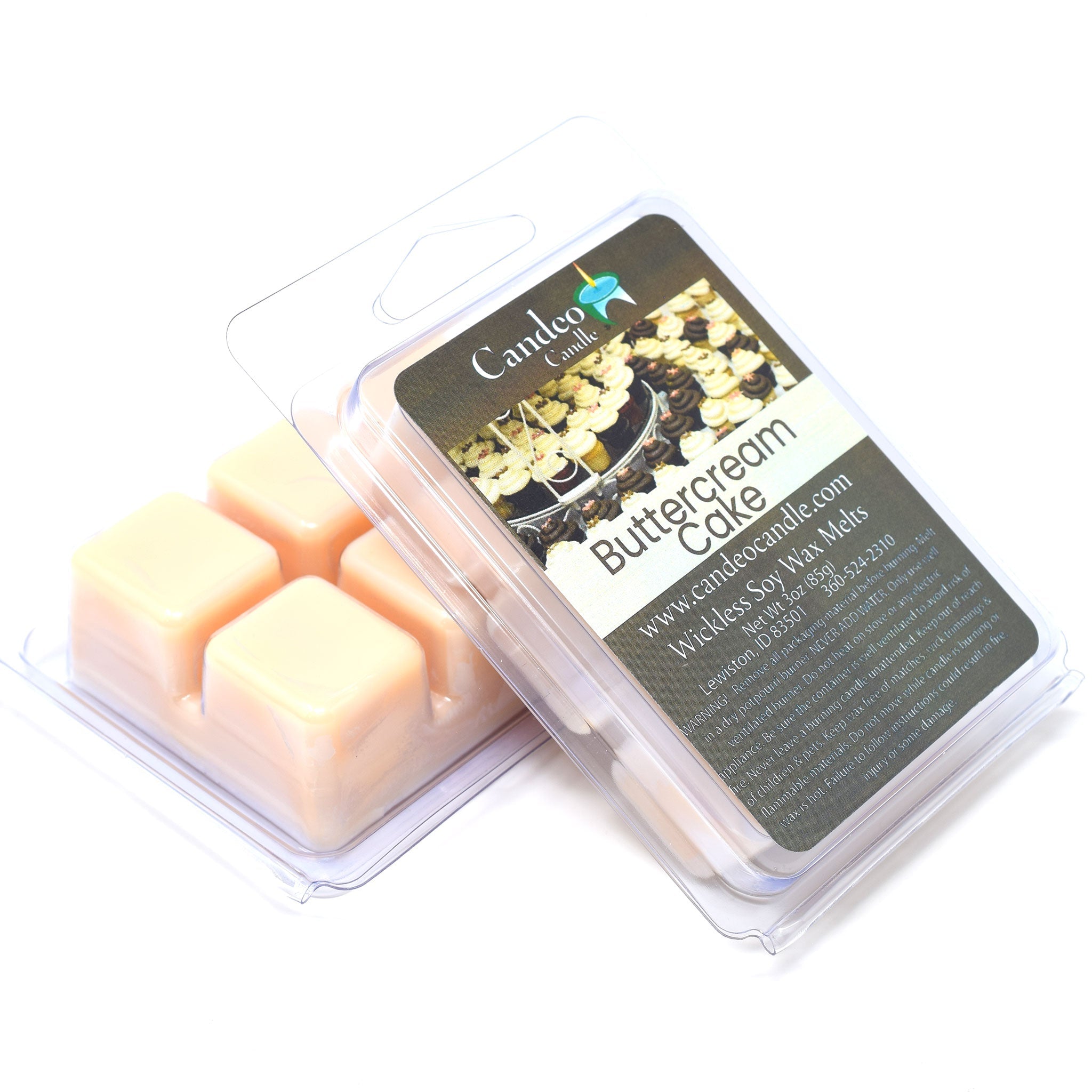 Buttercream Cake, Soy Melt Cubes, 2-Pack - Candeo Candle