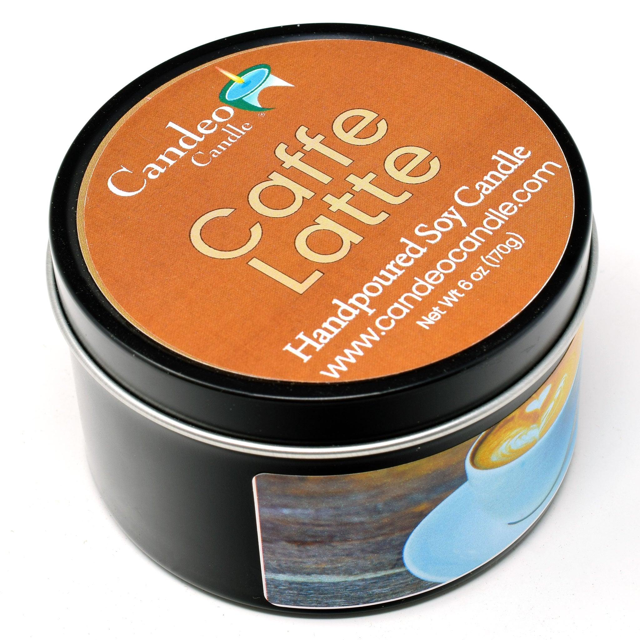 Caffe Latte, 6oz Soy Candle Tin - Candeo Candle