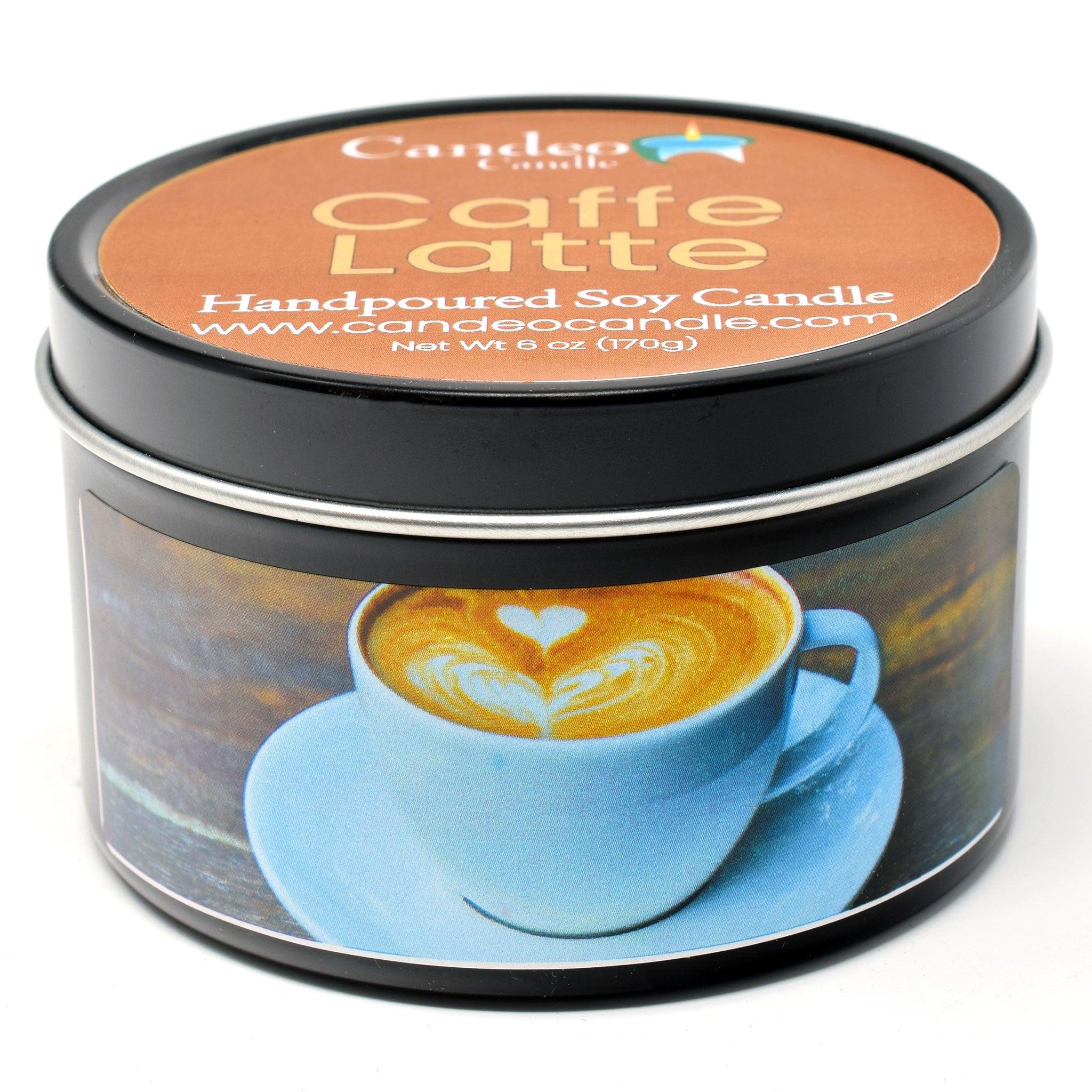 Caffe Latte, 6oz Soy Candle Tin - Candeo Candle