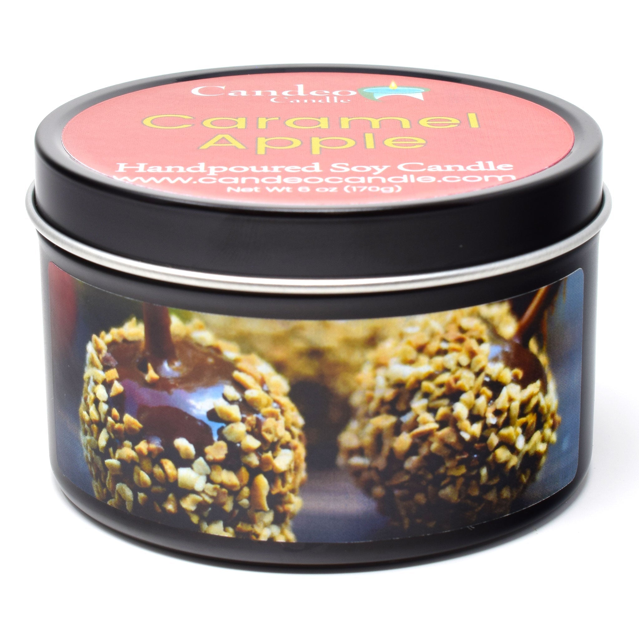 Caramel Apple, 6oz Soy Candle Tin - Candeo Candle