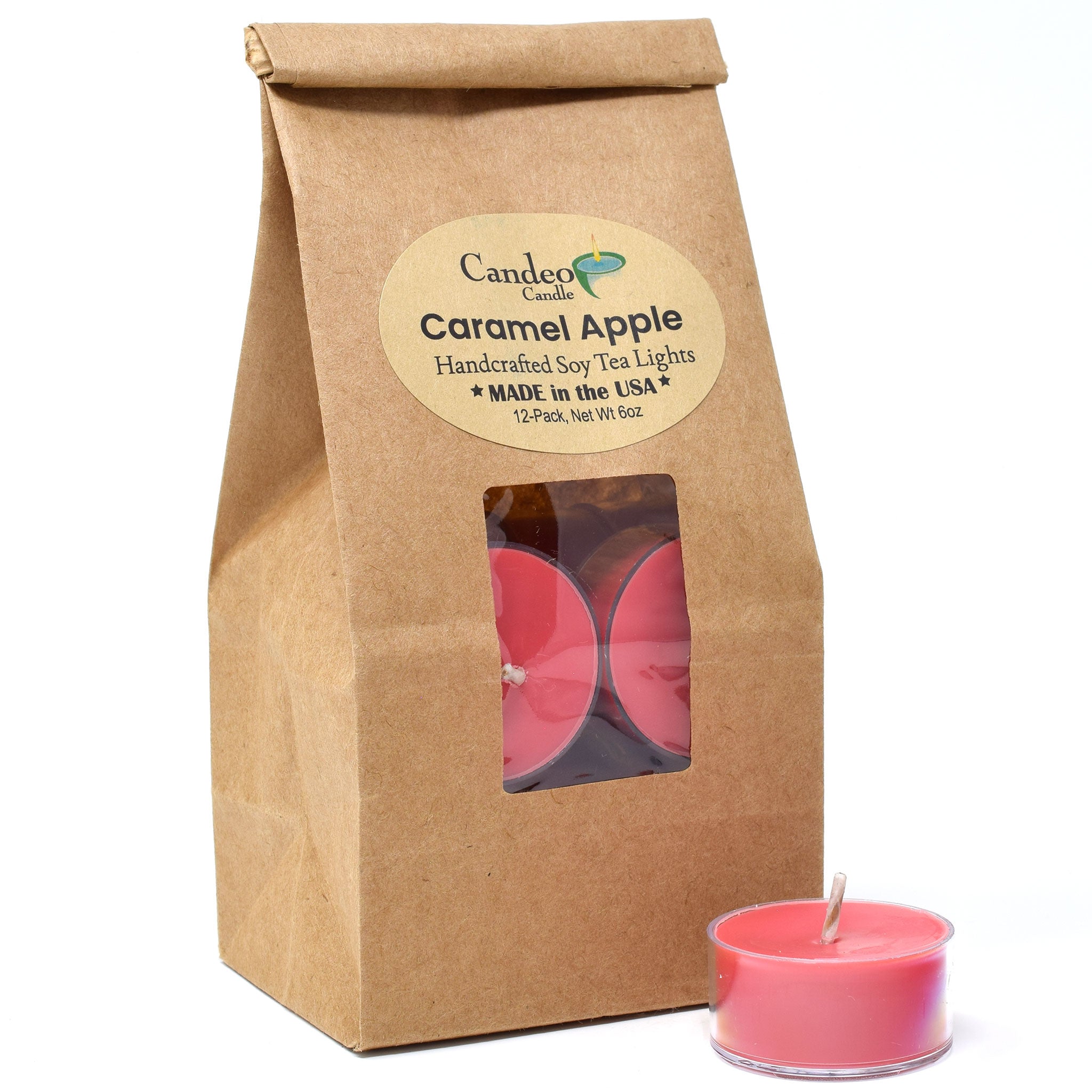 Caramel Apple, Soy Tea Light 12-Pack - Candeo Candle