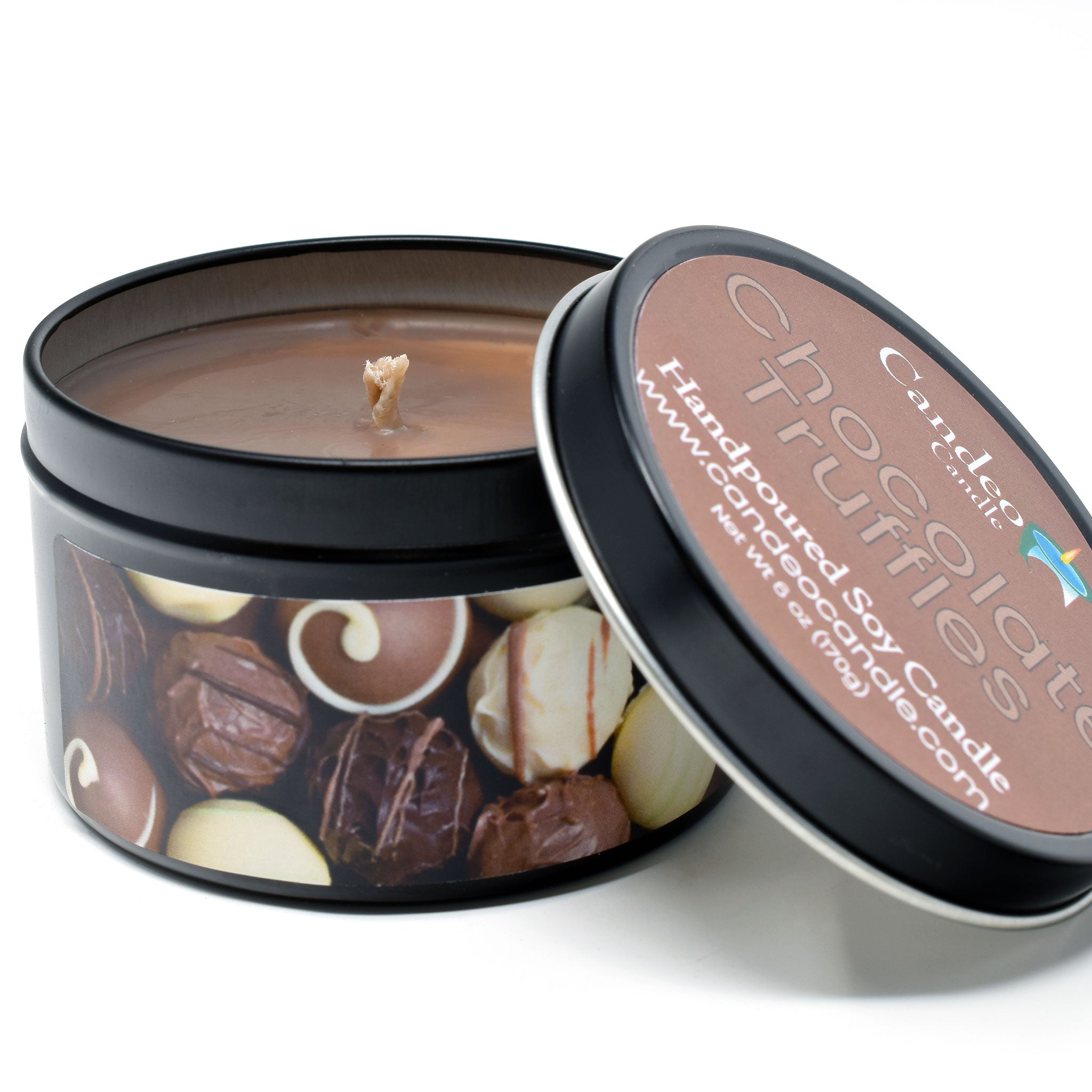 Chocolate Truffles, 6oz Soy Candle Tin - Candeo Candle