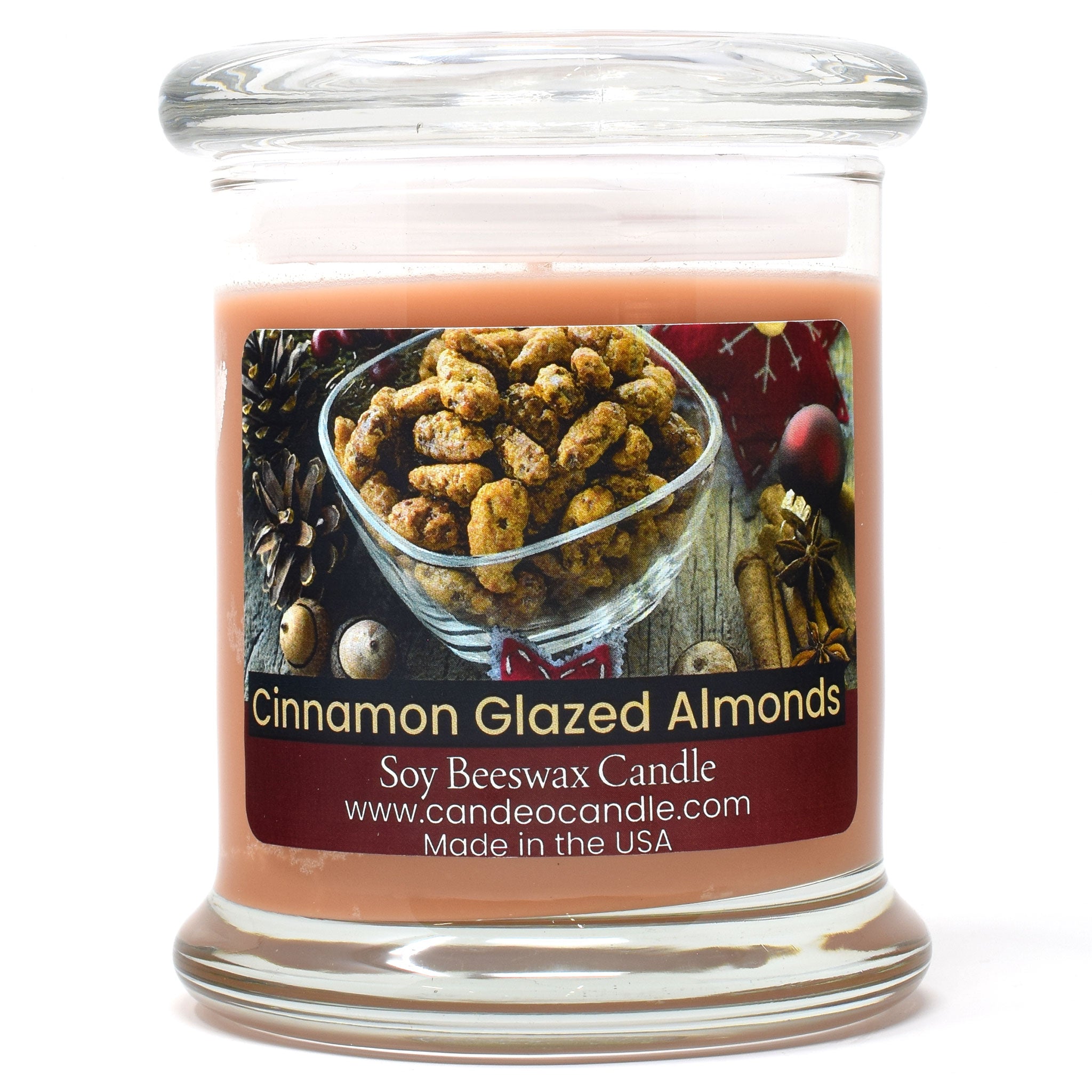 Cinnamon Glazed Almonds, 9oz Soy Candle Jar - Candeo Candle