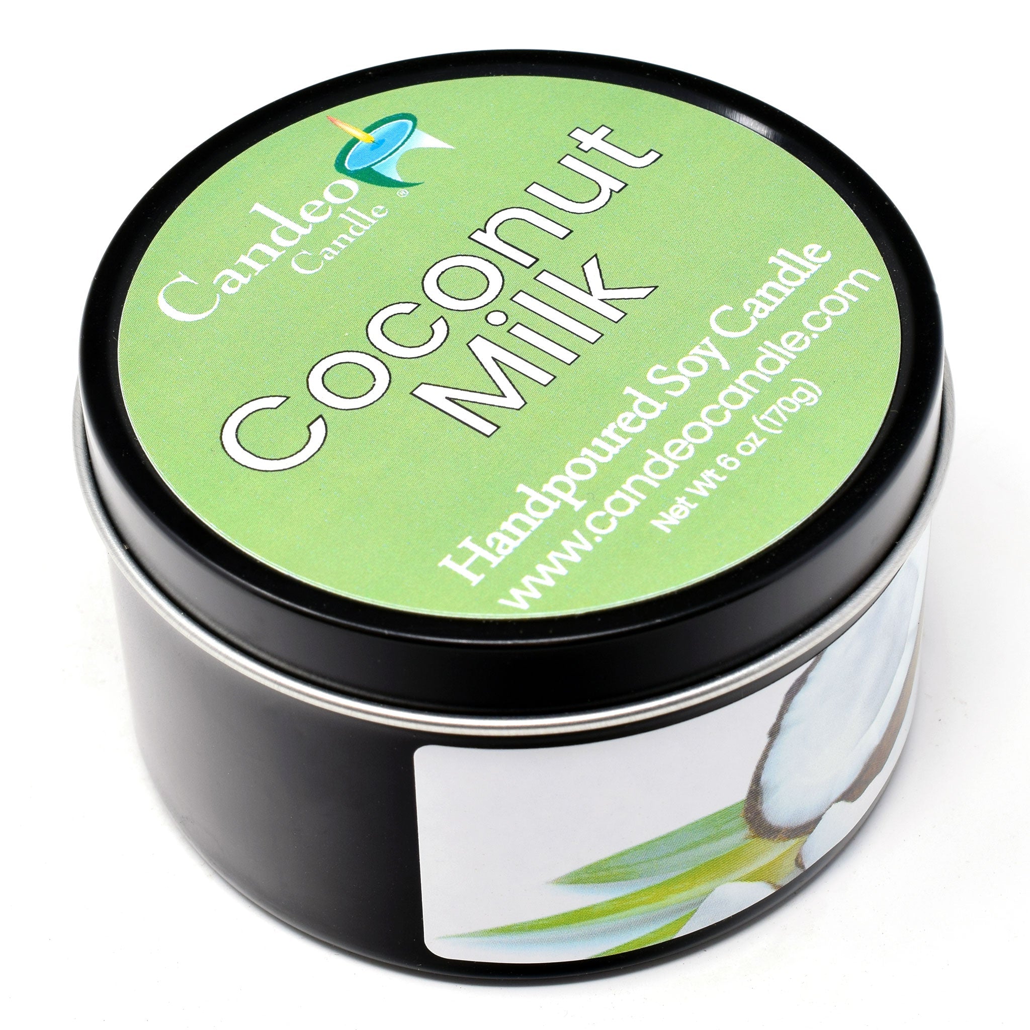 Coconut Milk, 6oz Soy Candle Tin - Candeo Candle