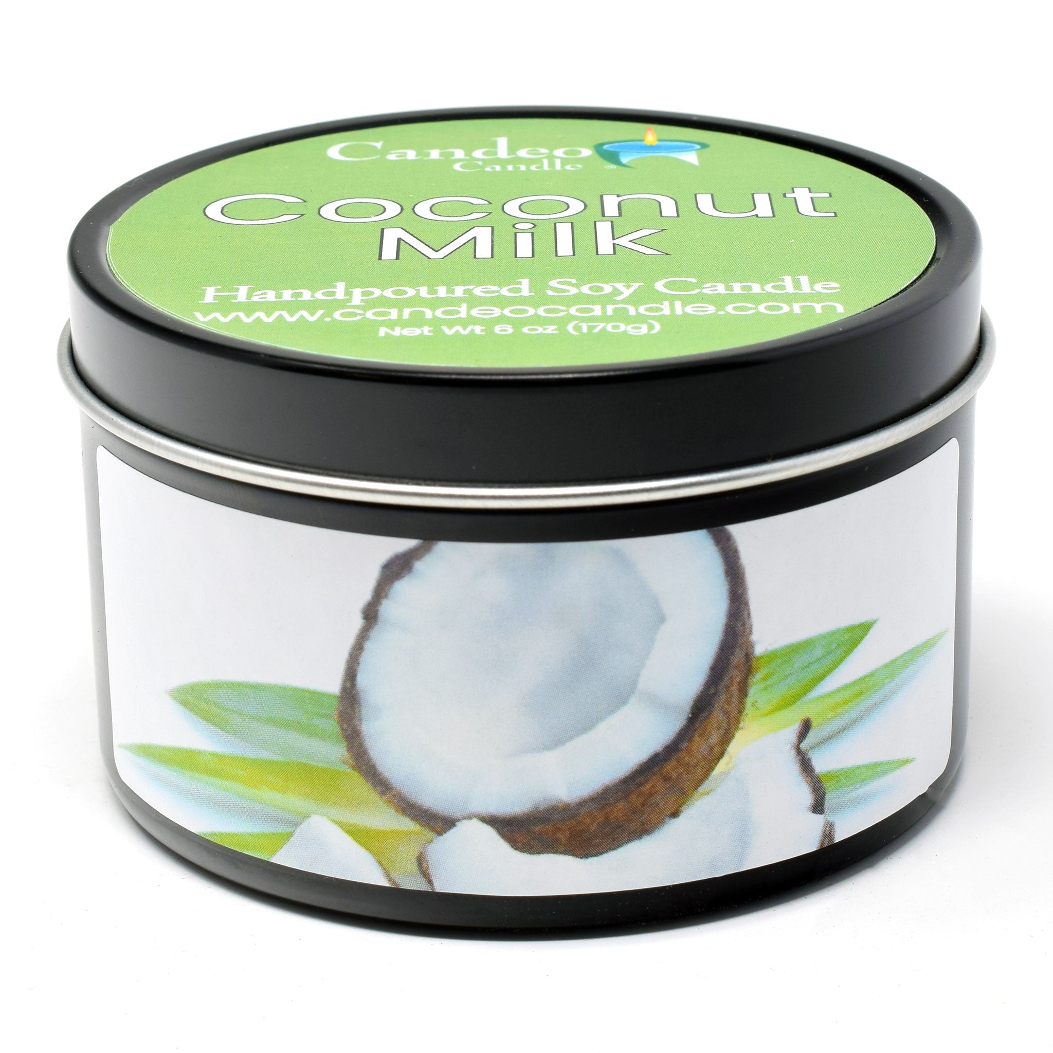 Coconut Milk, 6oz Soy Candle Tin - Candeo Candle