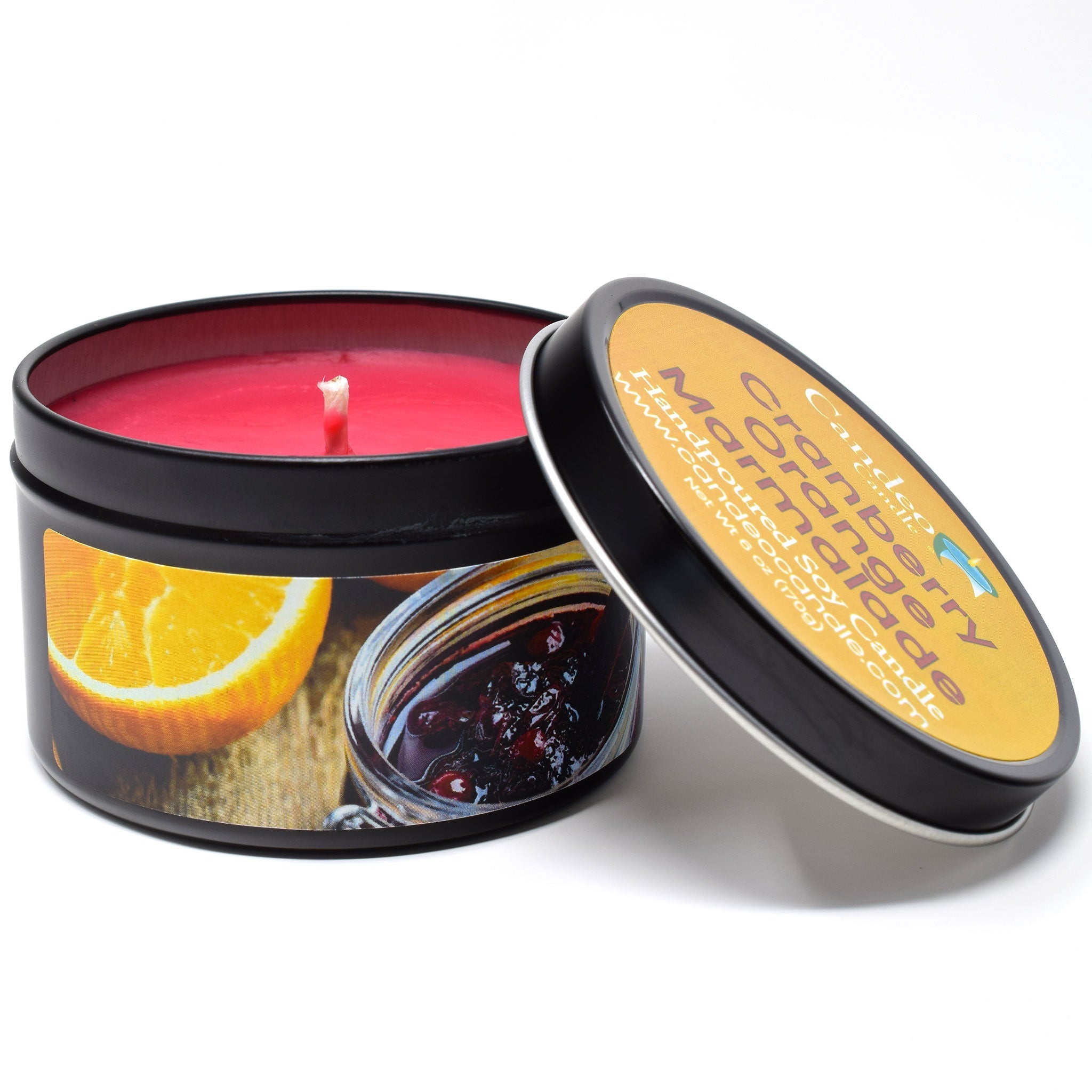 Cranberry Orange Marmalade, 6oz Soy Candle Tin - Candeo Candle