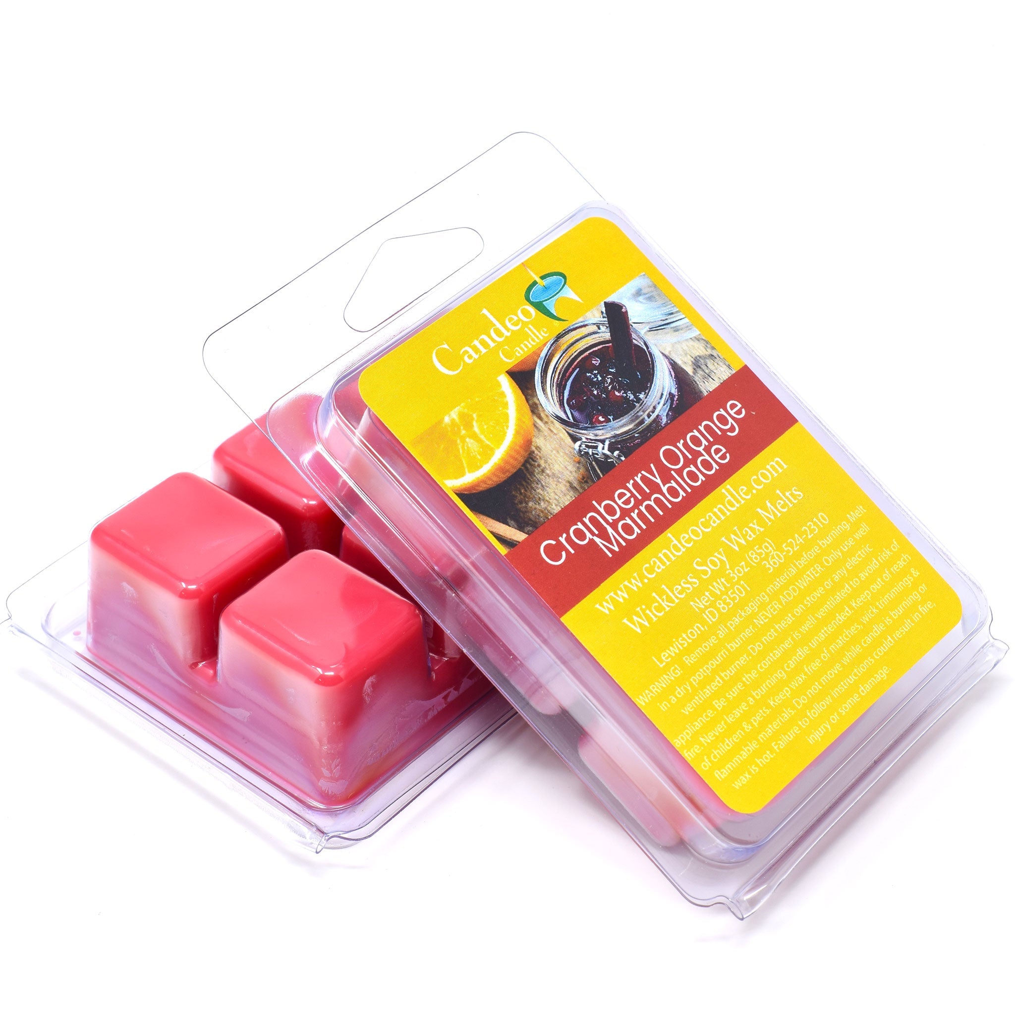 Cranberry Orange Marmalade, Soy Melt Cubes, 2-Pack - Candeo Candle