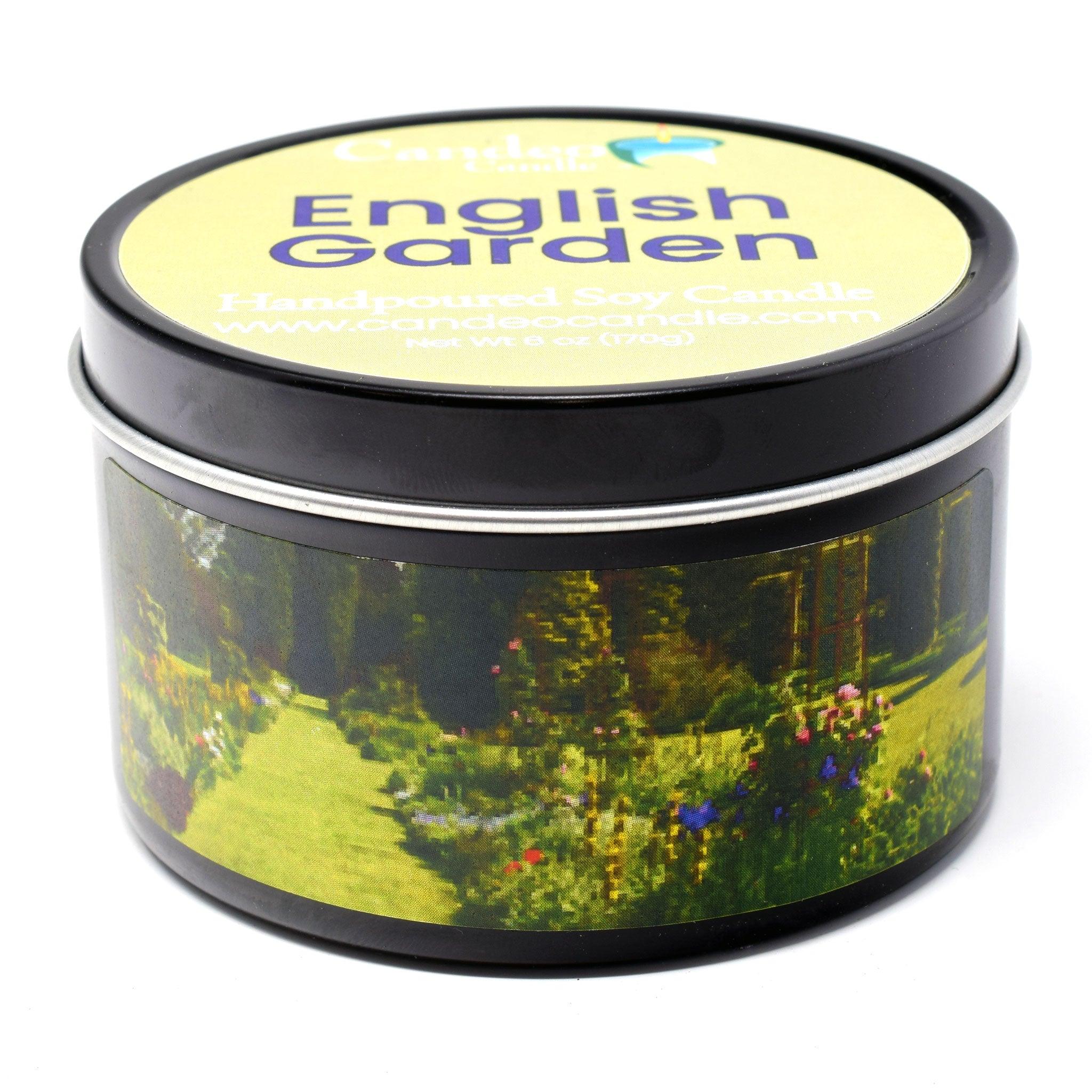 English Garden, 6oz Soy Candle Tin - Candeo Candle