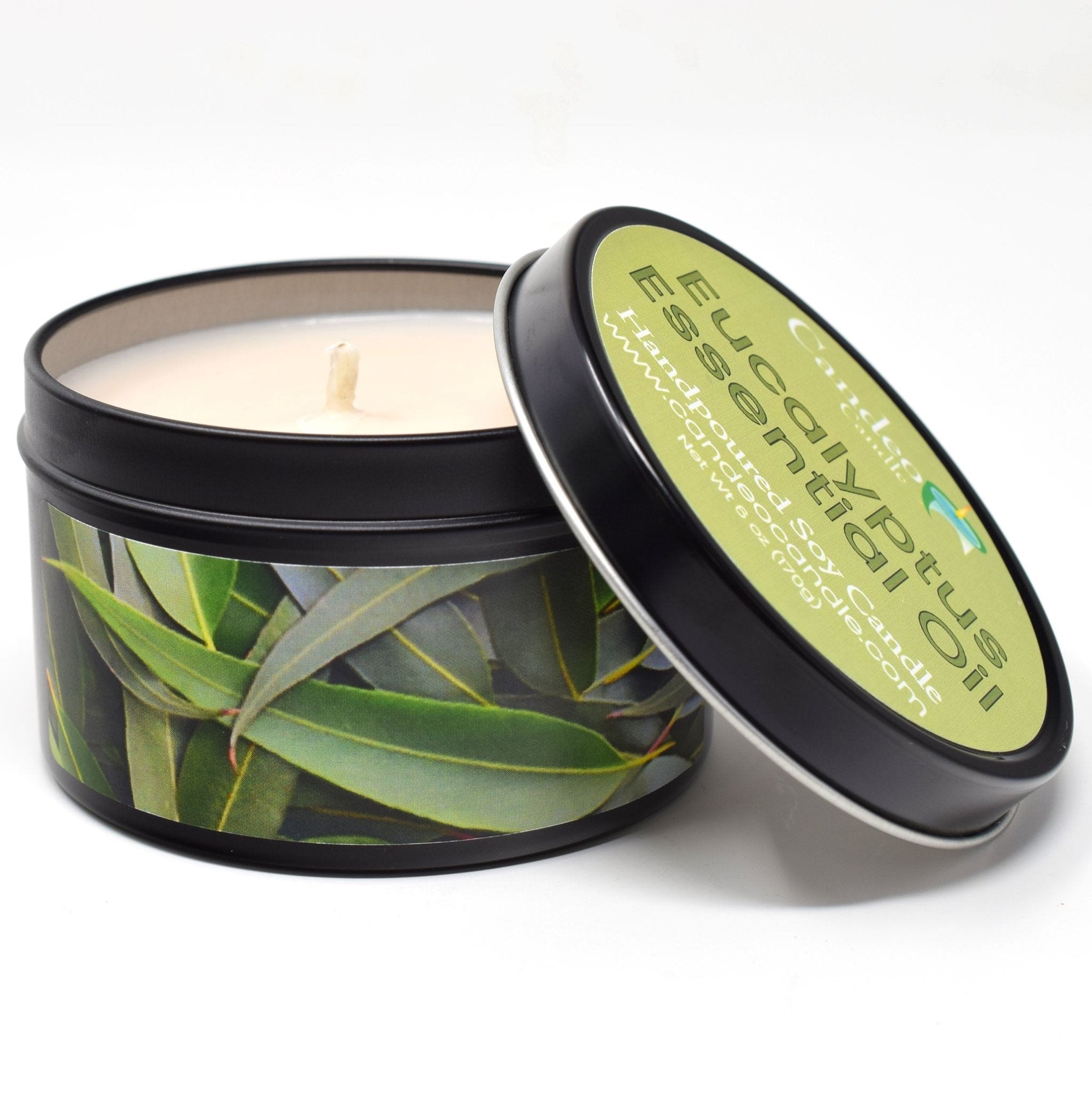 Eucalyptus Essential Oil, 6oz Soy Candle Tin - Candeo Candle