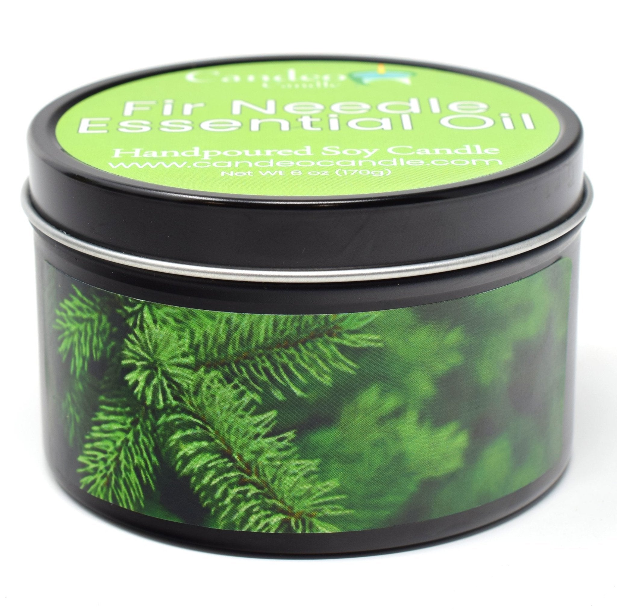 Fir Needle Essential Oil, 6oz Soy Candle Tin - Candeo Candle