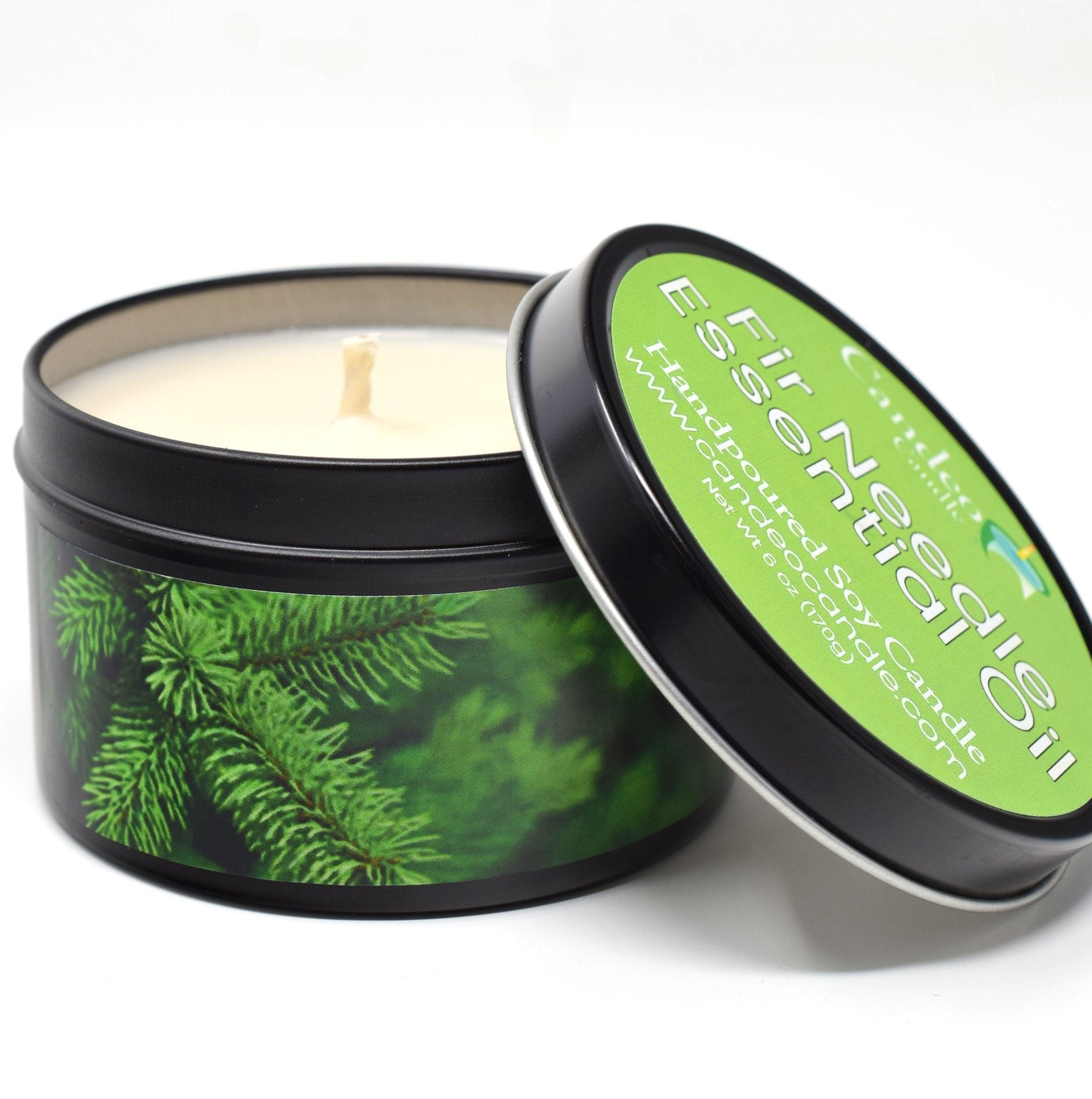 Fir Needle Essential Oil, 6oz Soy Candle Tin - Candeo Candle