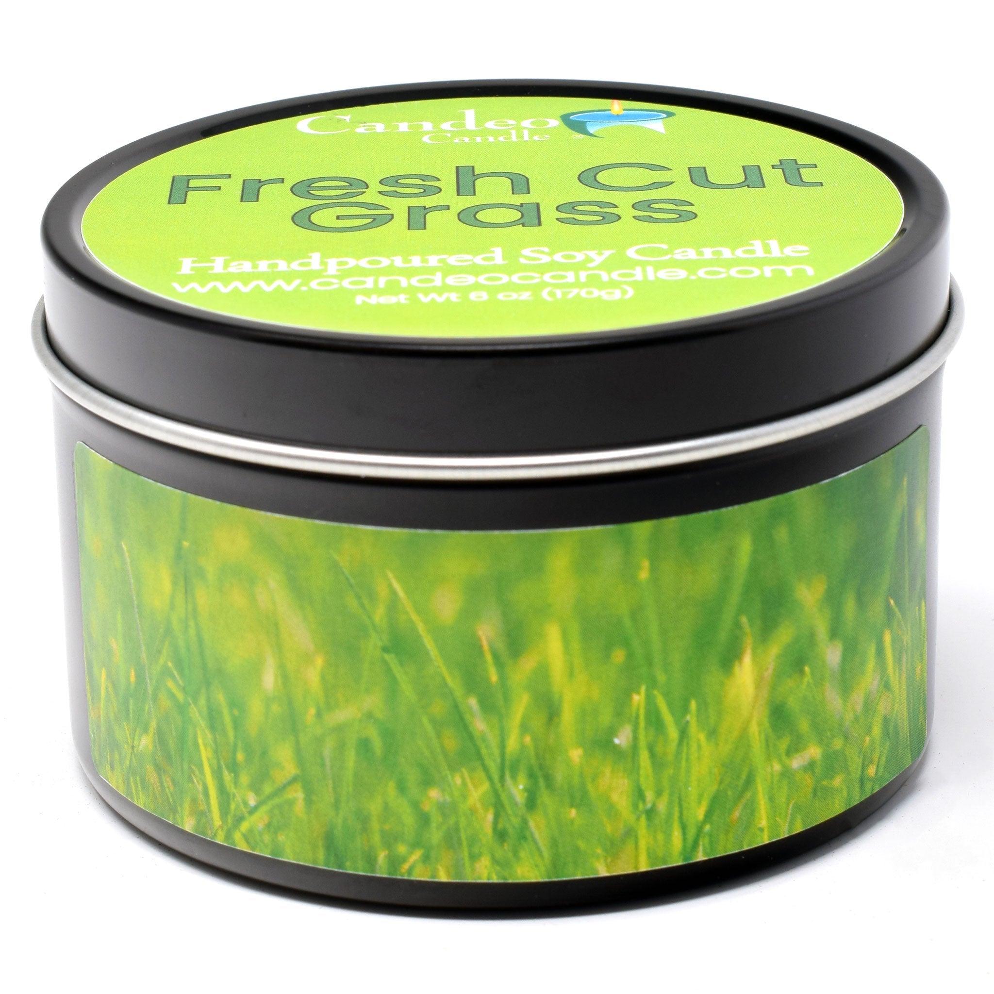Fresh Cut Grass, 6oz Soy Candle Tin - Candeo Candle