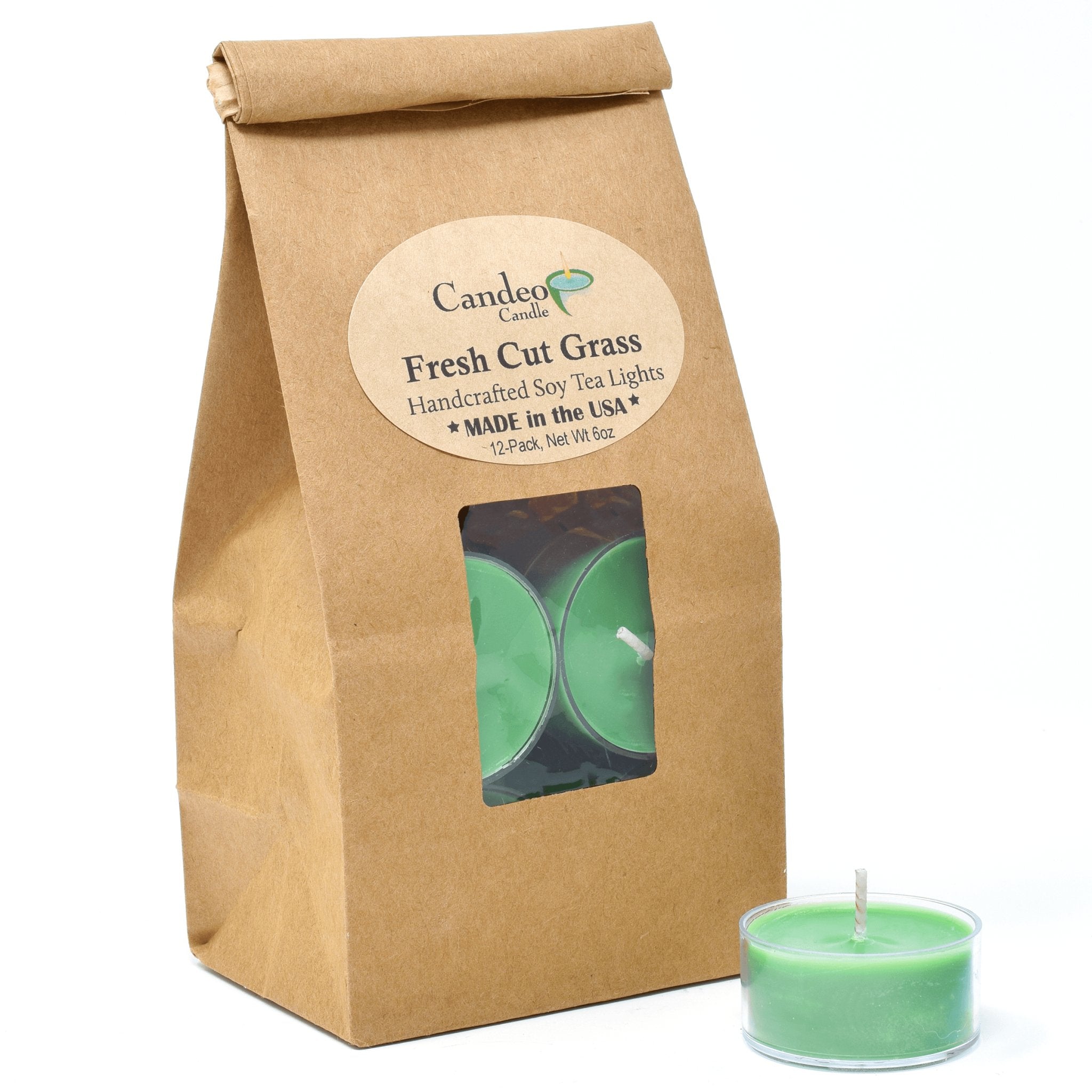 Fresh Cut Grass, Soy Tea Light 12-Pack - Candeo Candle