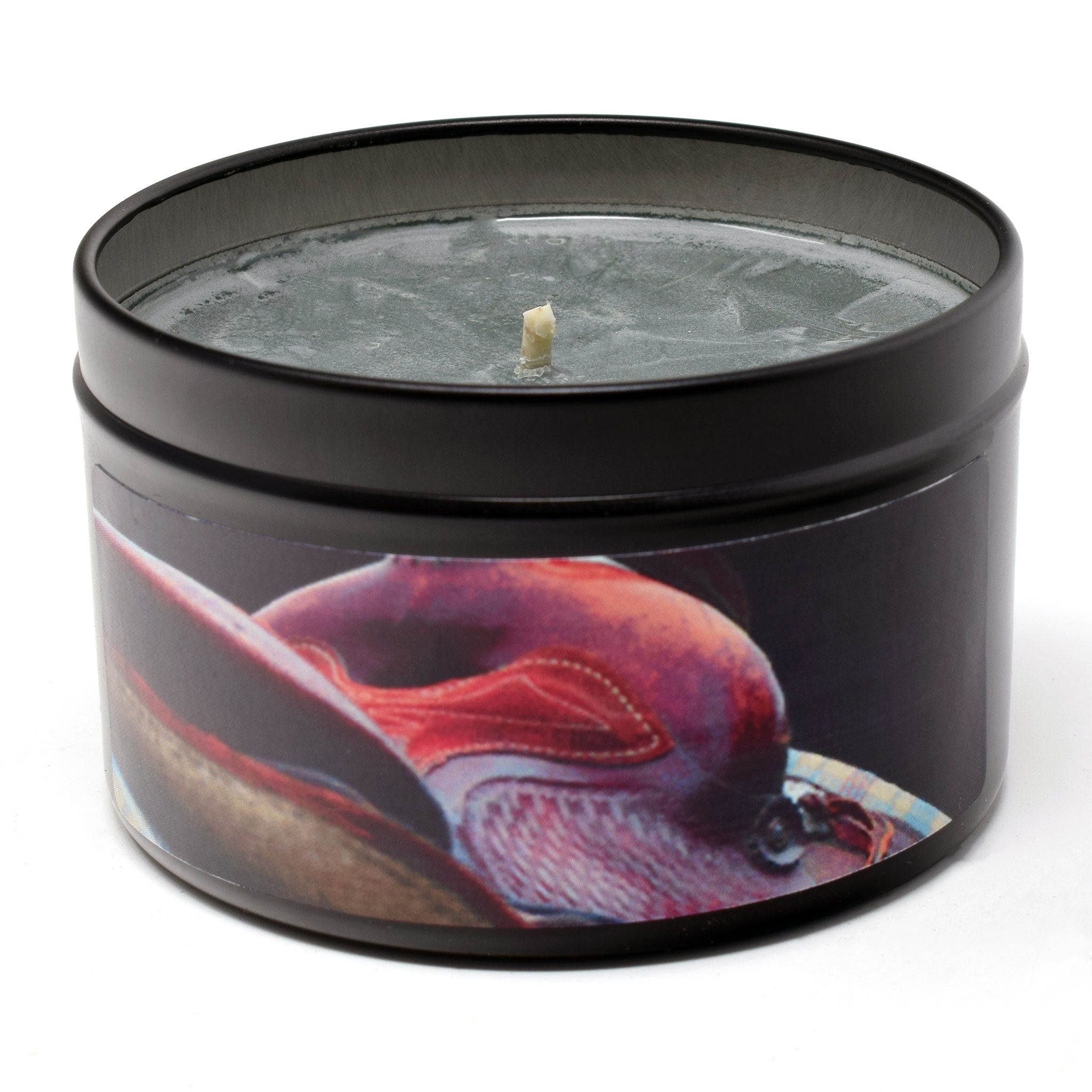 Genuine Leather, 6oz Soy Candle Tin - Candeo Candle