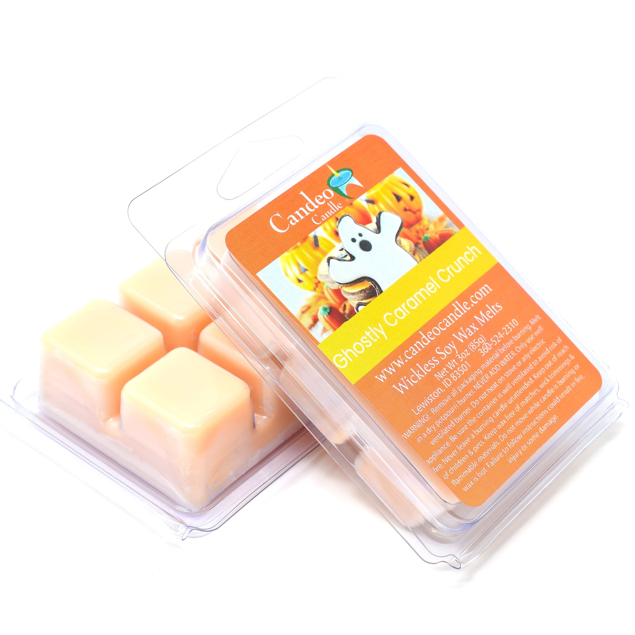 Ghostly Caramel Crunch, Soy Melt Cubes, 2-Pack - Candeo Candle