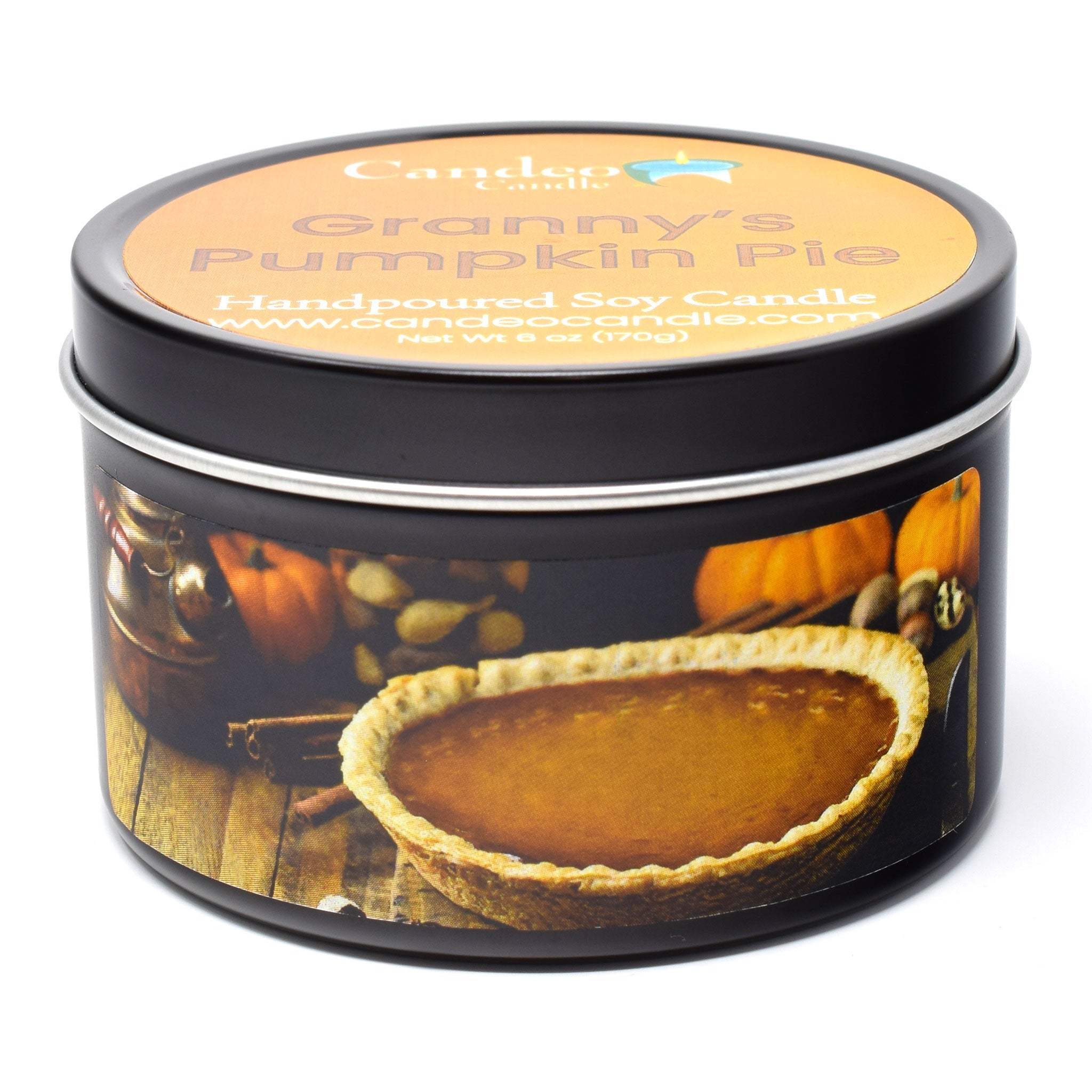 Granny's Pumpkin Pie, 6oz Soy Candle Tin - Candeo Candle