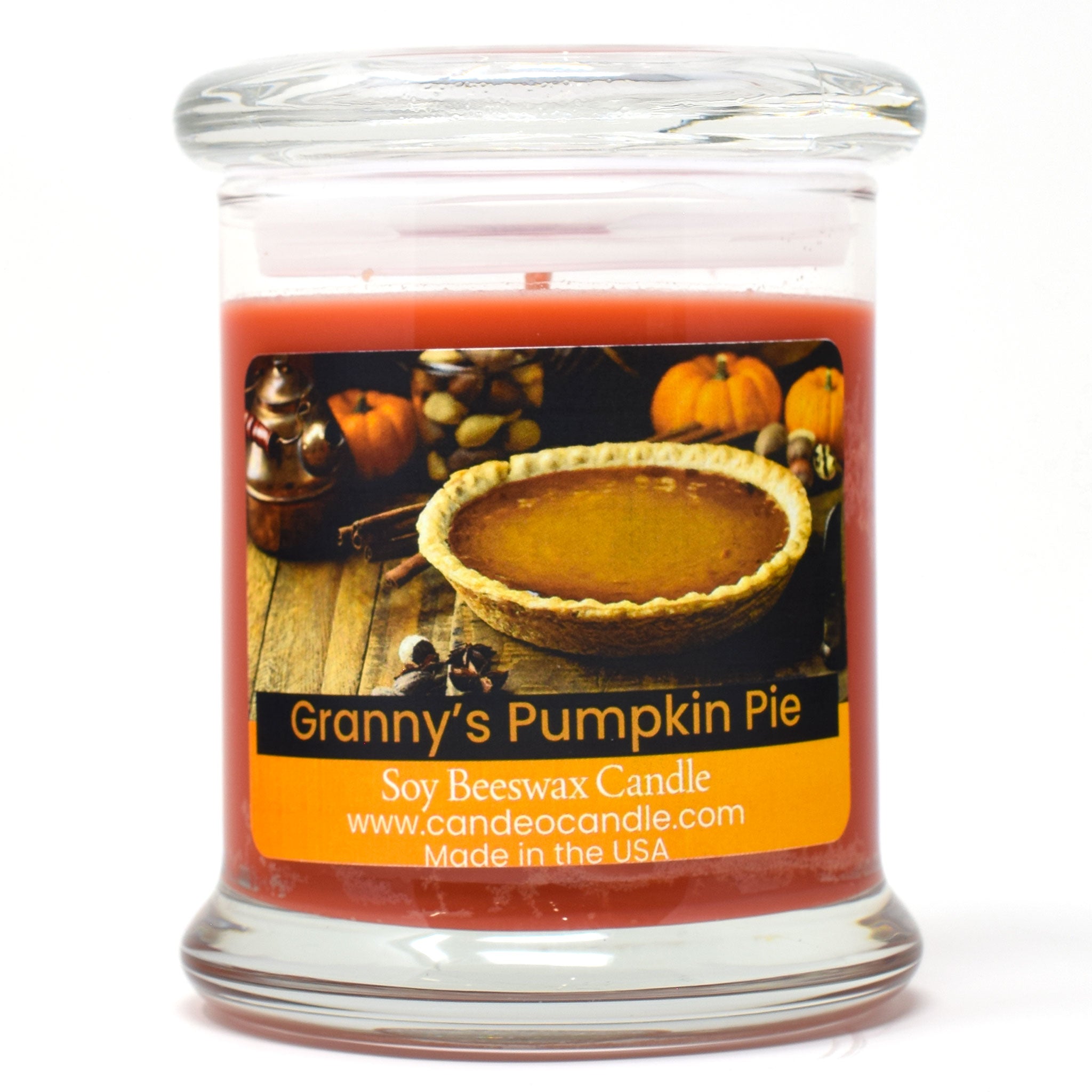 Granny's Pumpkin Pie, 9oz Soy Candle Jar - Candeo Candle