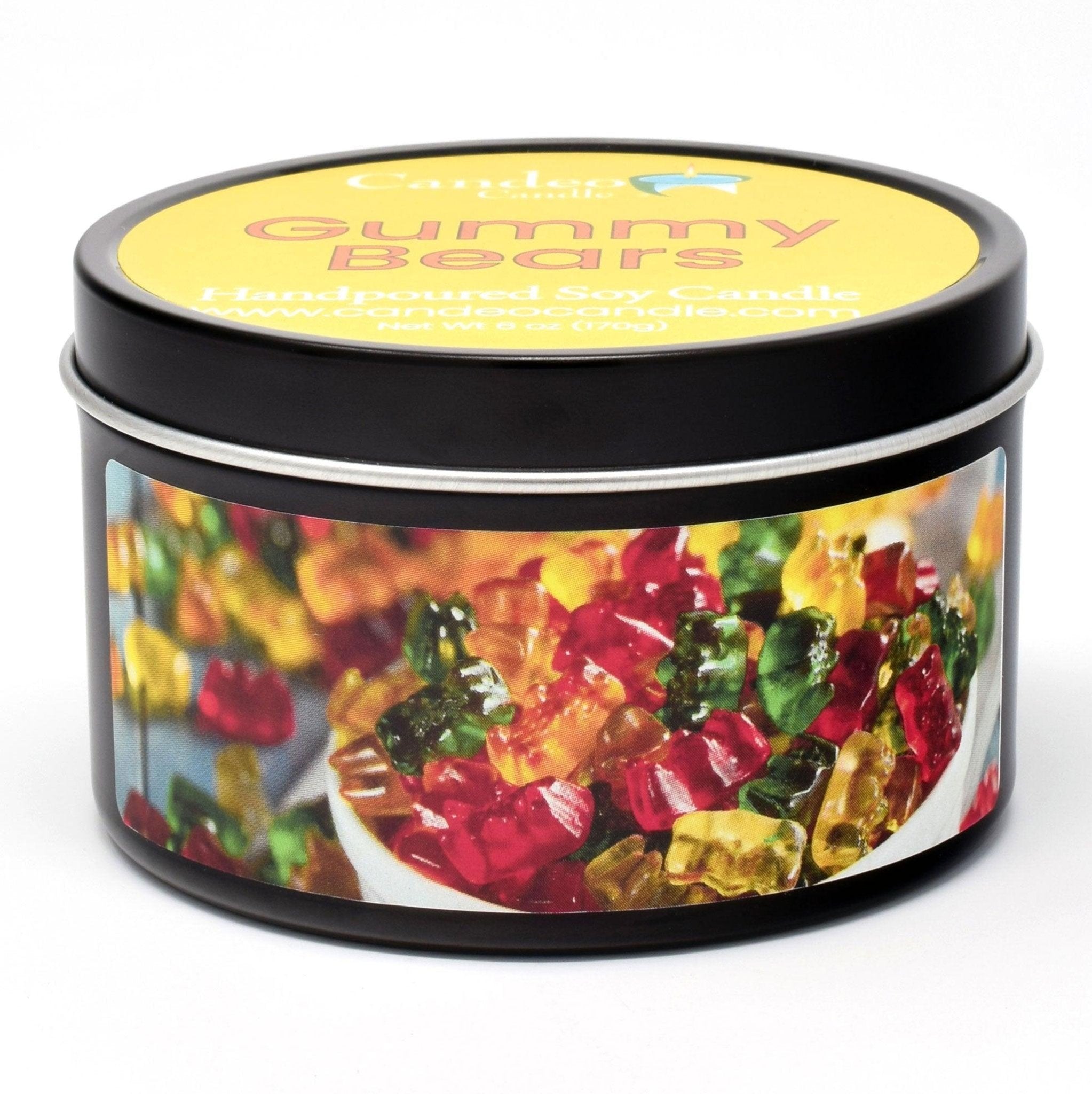 Gummy Bears, 6oz Soy Candle Tin - Candeo Candle