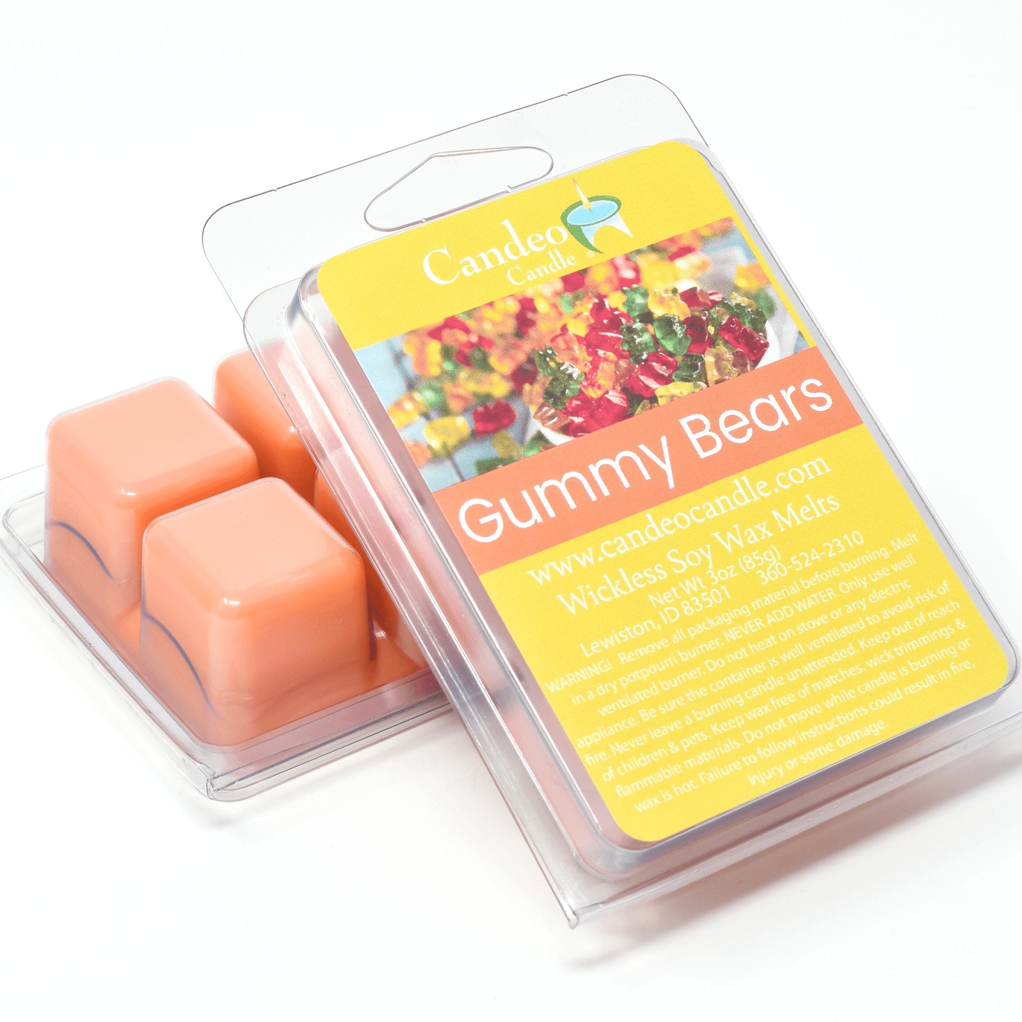 Gummy Bears, Soy Melt Cubes, 2-Pack - Candeo Candle