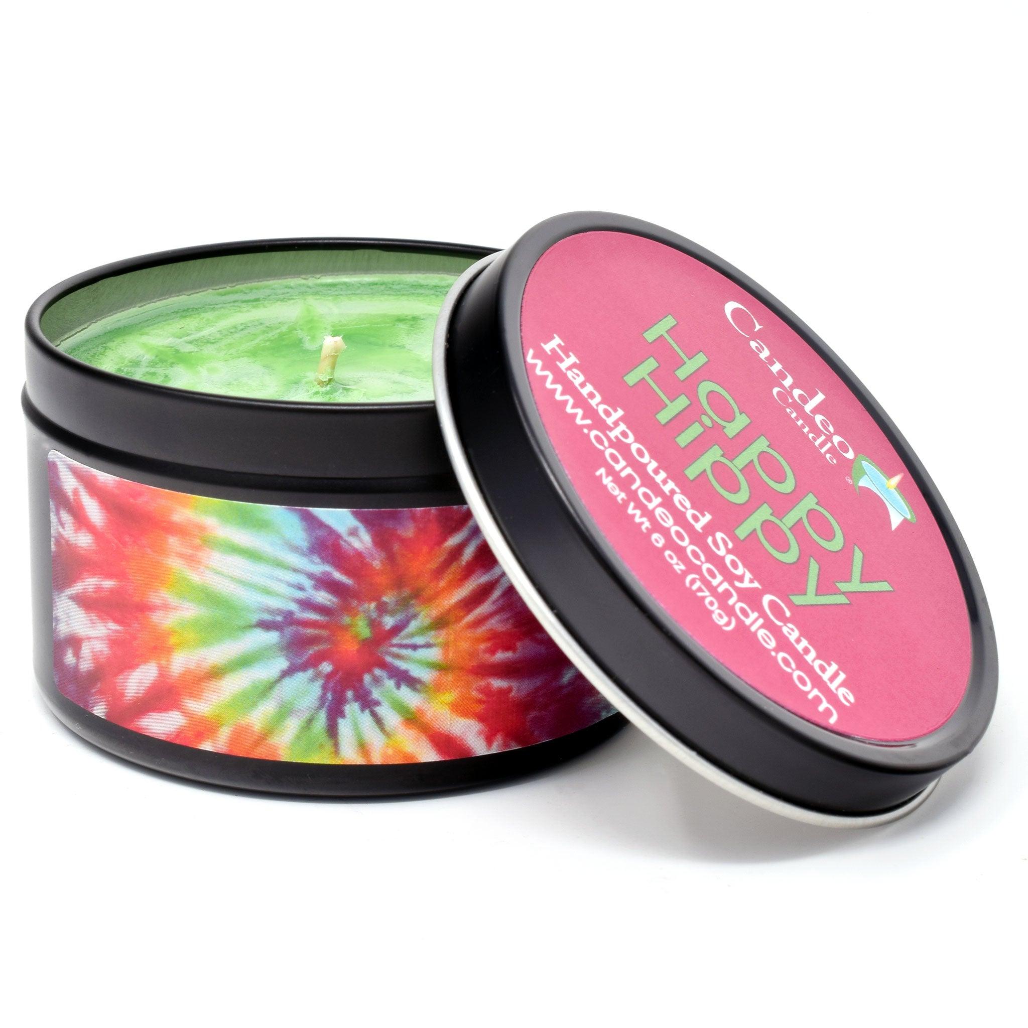 Happy Hippy, 6oz Soy Candle Tin - Candeo Candle