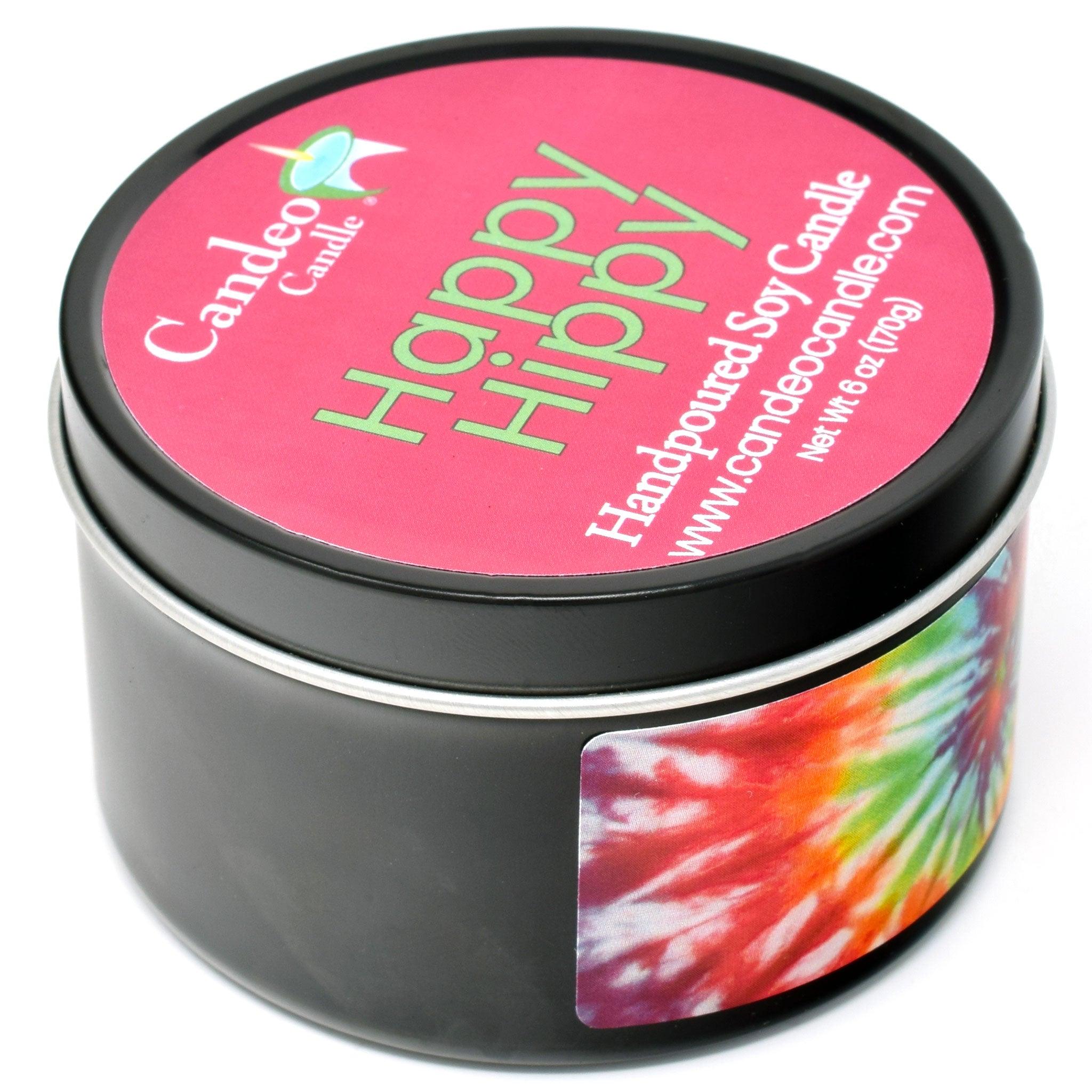 Happy Hippy, 6oz Soy Candle Tin - Candeo Candle